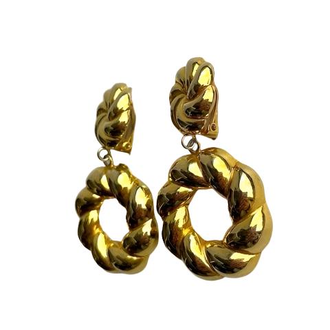 Vintage French Gold Swirl Clip On Earring