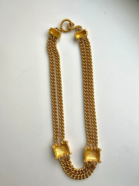 Etruscan Brushed Gold Chain Necklace