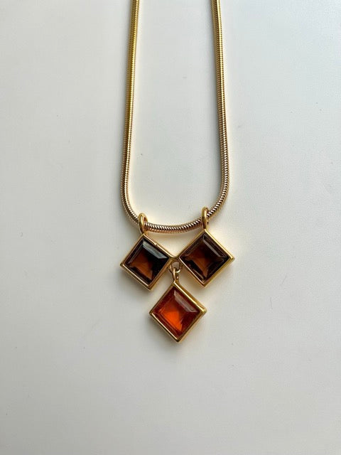 70s Monet Orange Amber Crystal Necklace