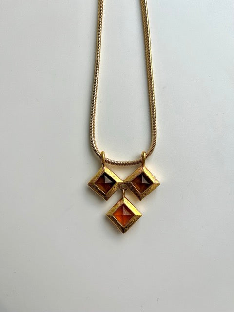 70s Monet Orange Amber Crystal Necklace