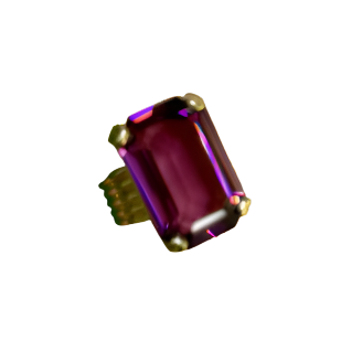 18K Huge Purple Crystal Gold Cocktail Ring Size 7