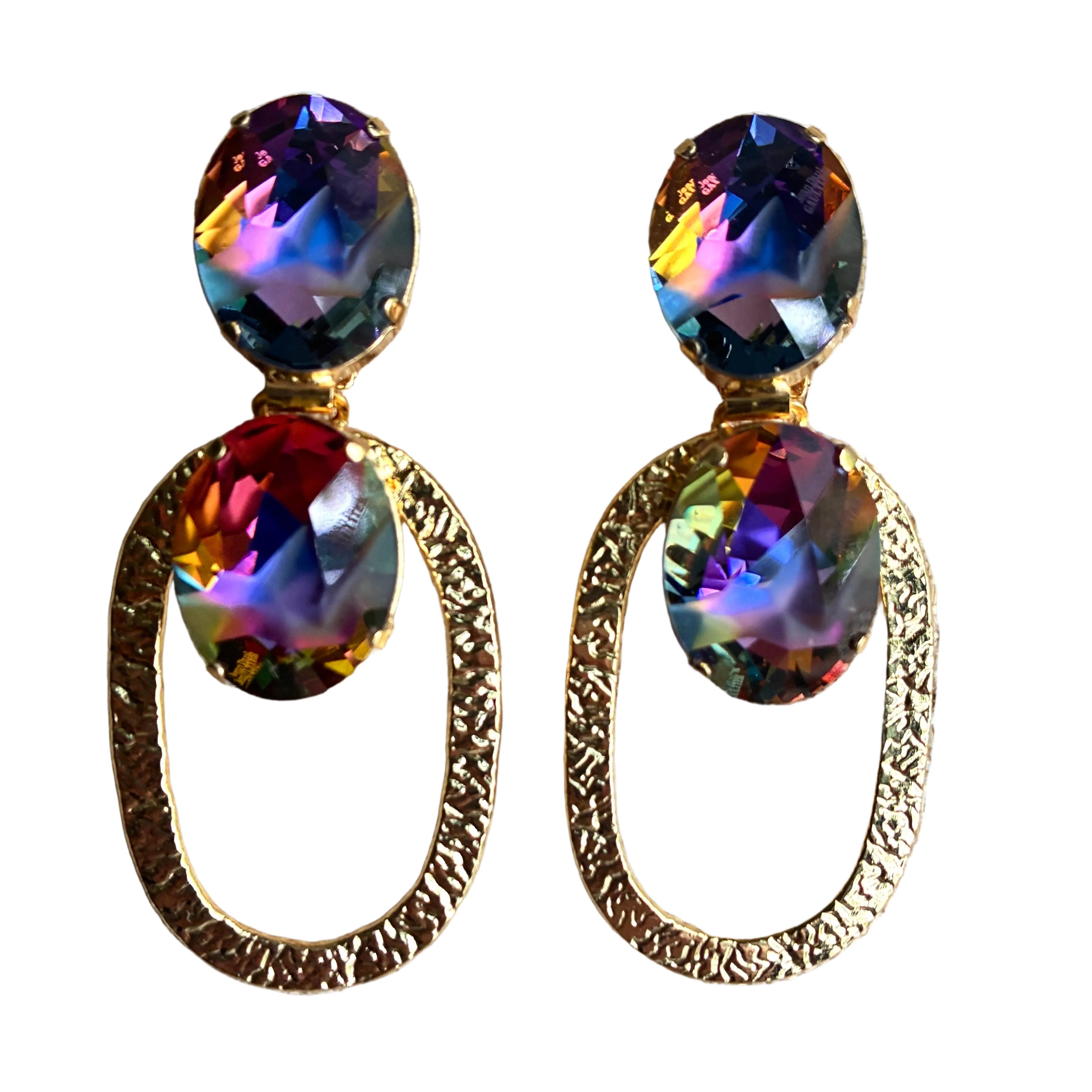 Jean Paul Gaultier Volcano & Champagne Crystal Hoop Earrings