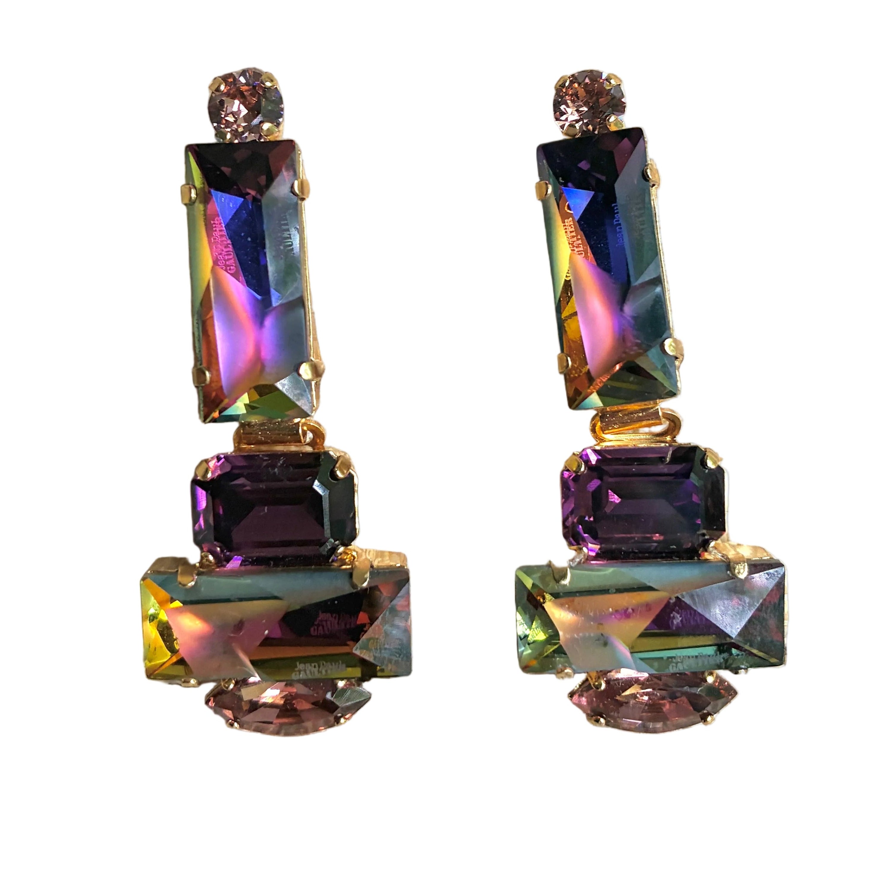 JPG 5 Stone Volcano + Dark Purple Statement Earrings