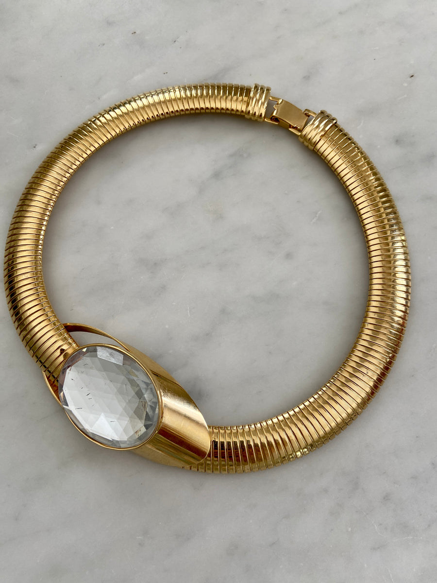 80s Jeweled Gold Omega Necklace