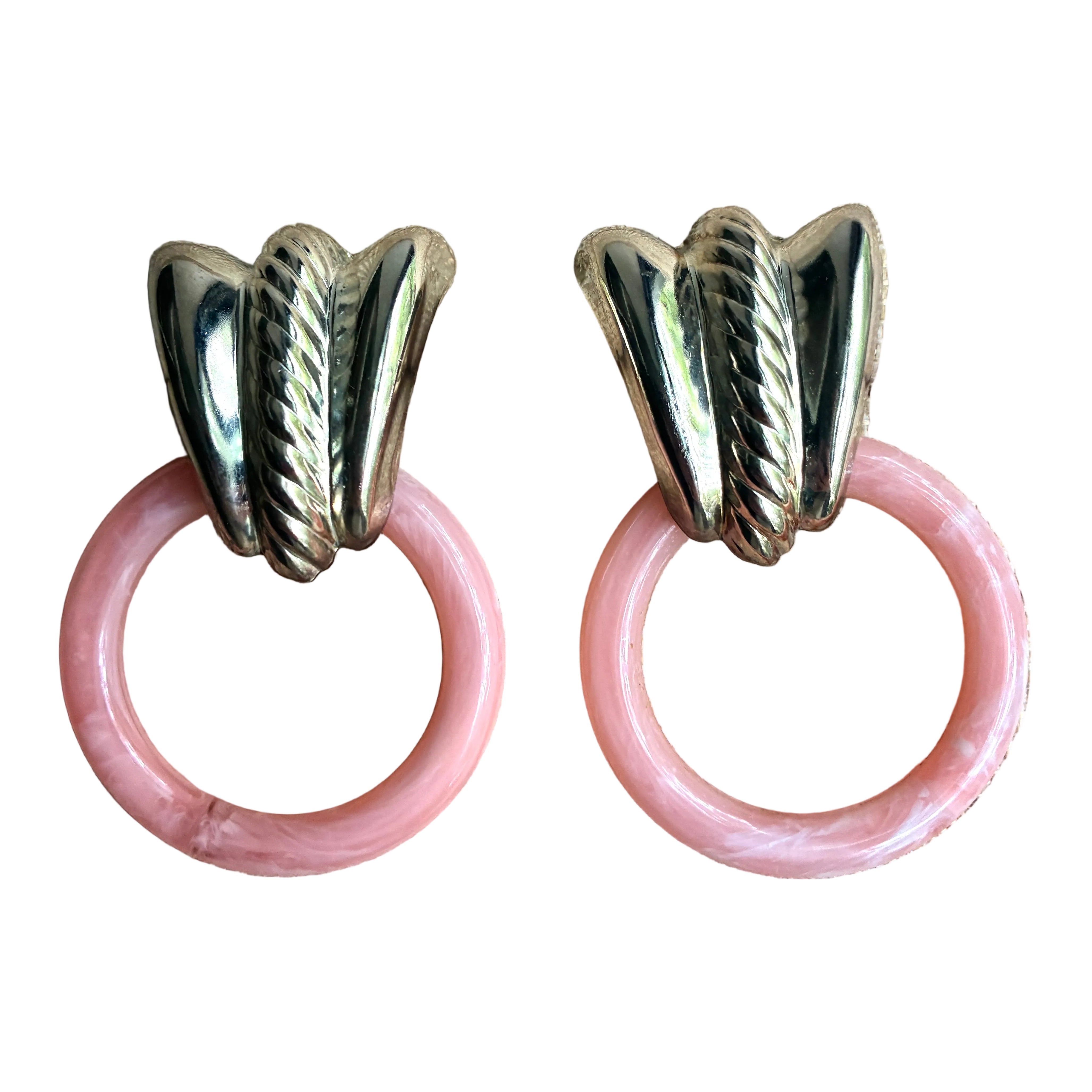 Vintage Italian Pink Resin Hoops