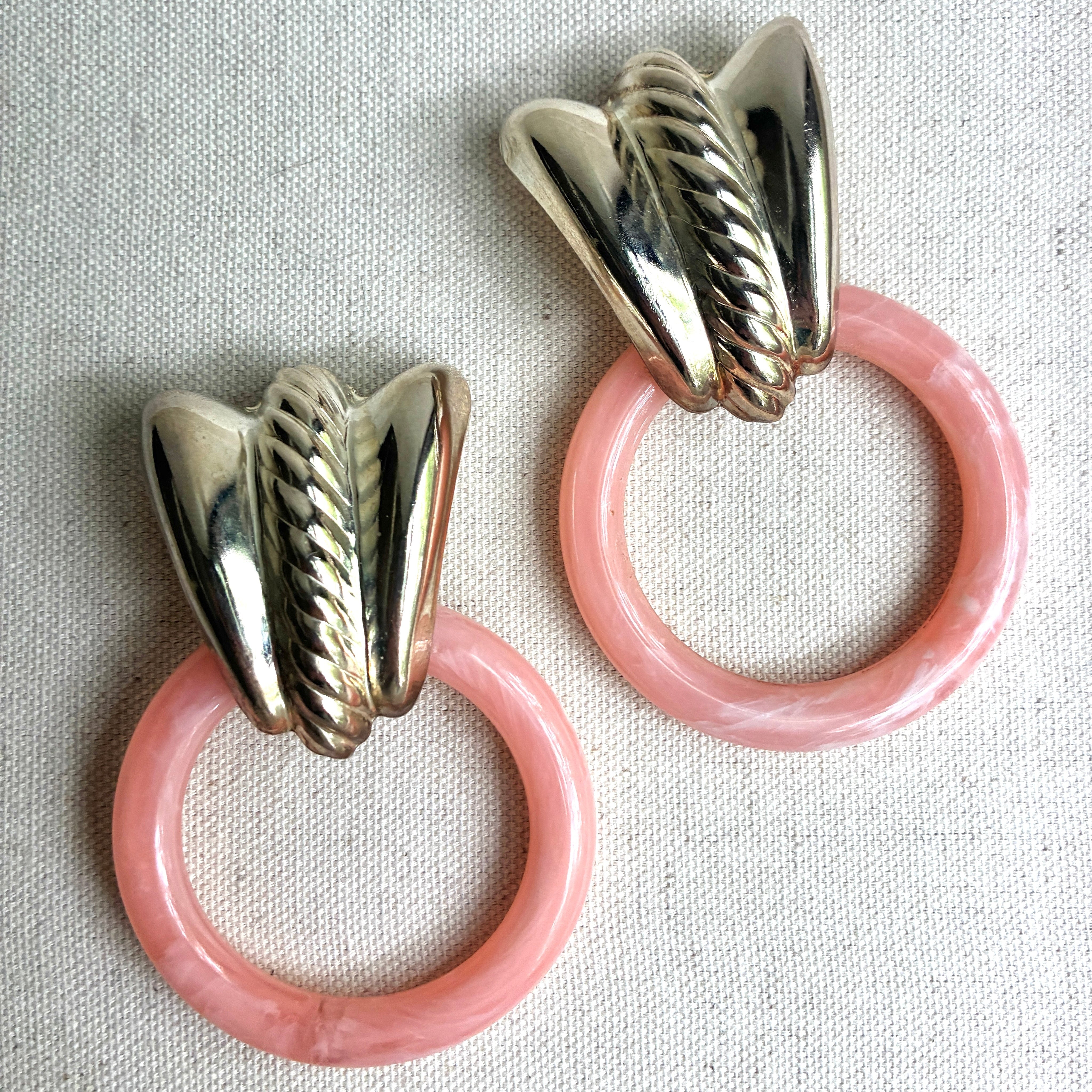 Vintage Italian Pink Resin Hoops