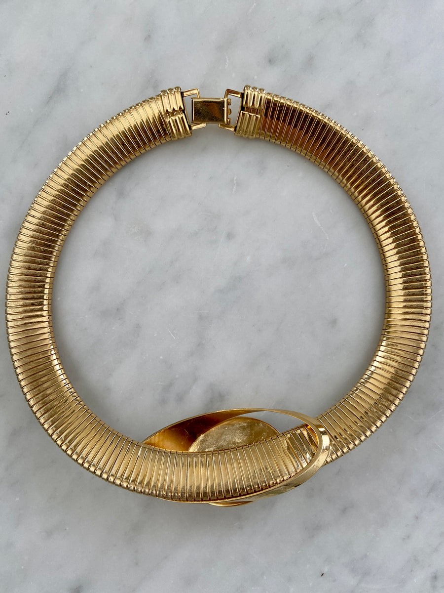 80s Jeweled Gold Omega Necklace