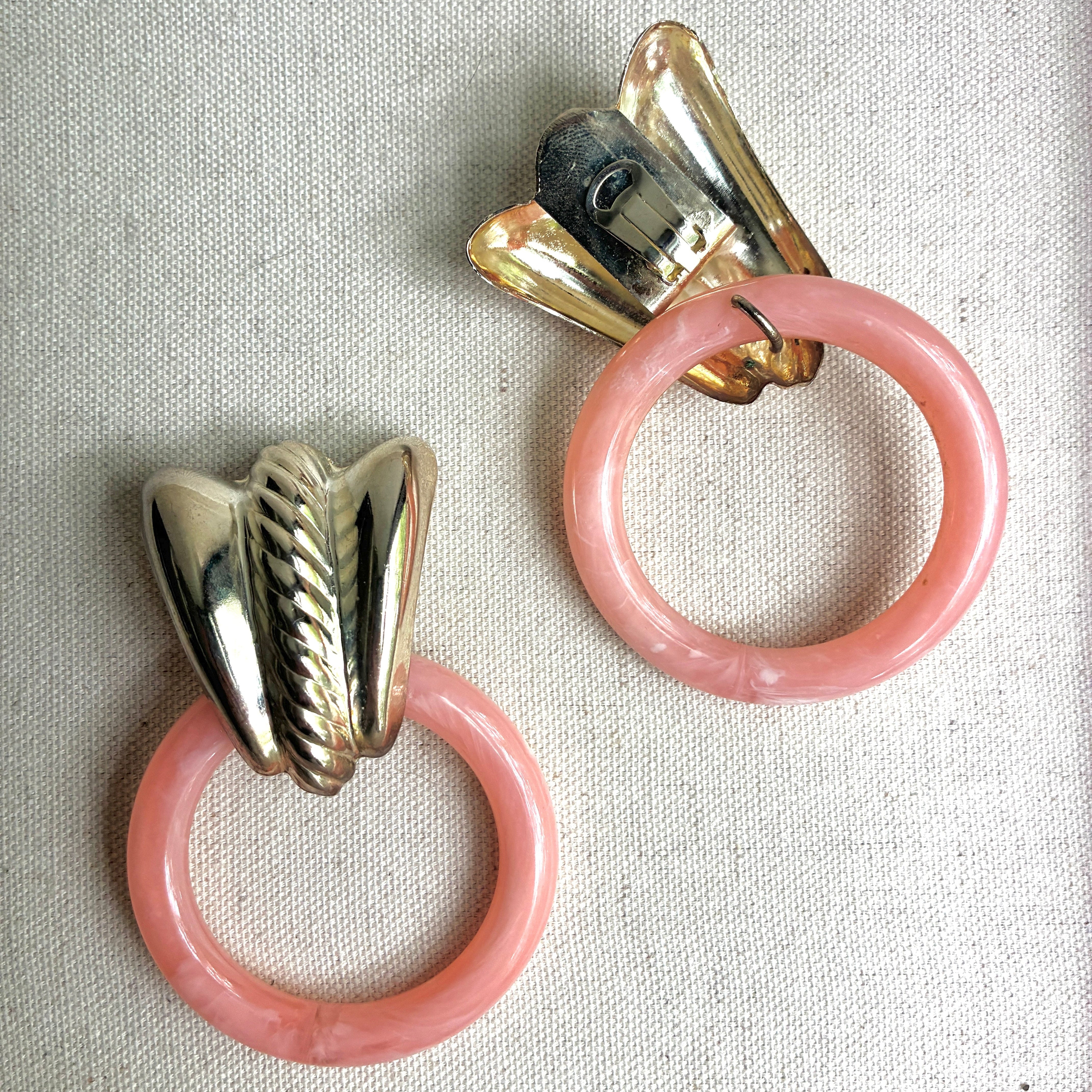 Vintage Italian Pink Resin Hoops