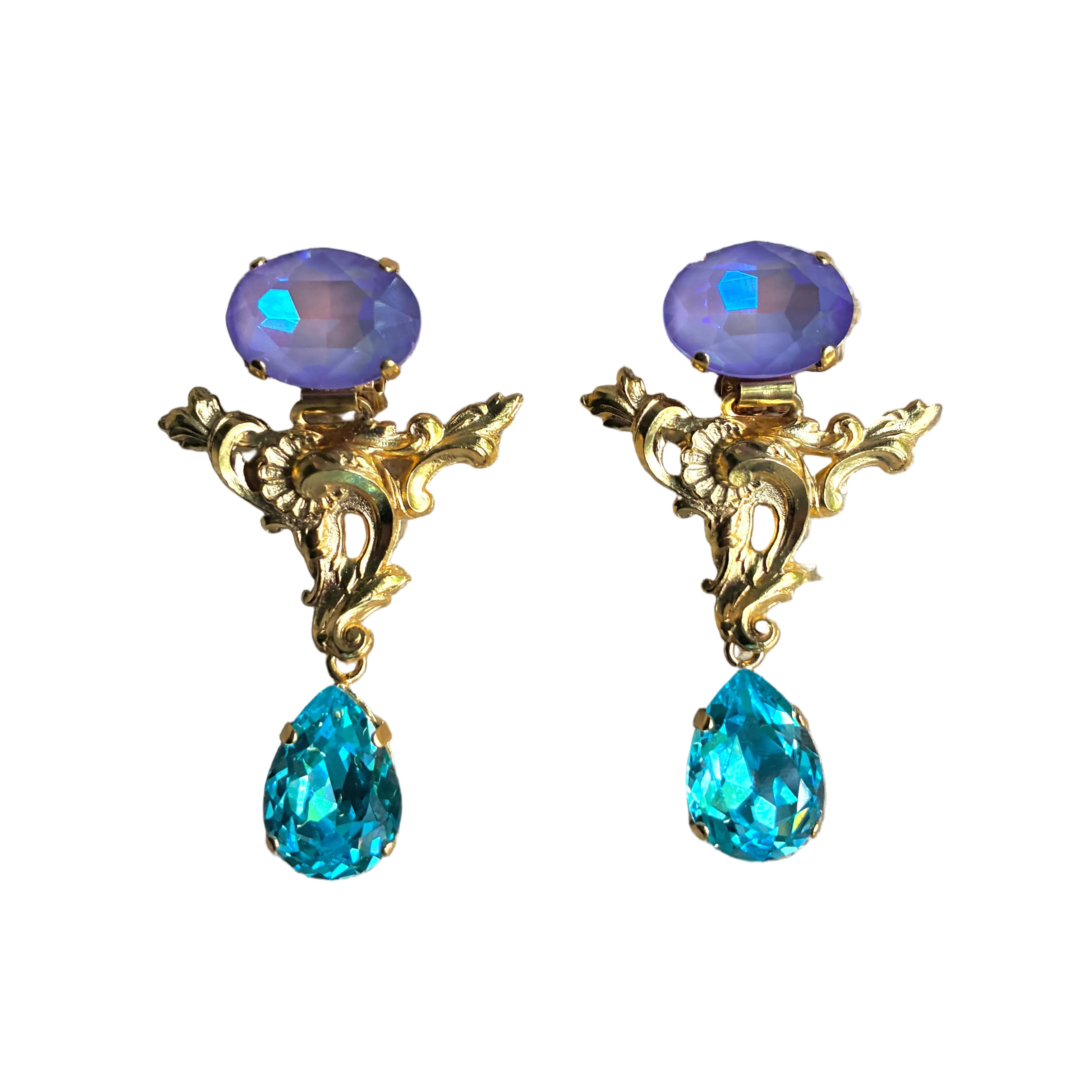 Laura Gray Filigree Crystal Drop Earrings
