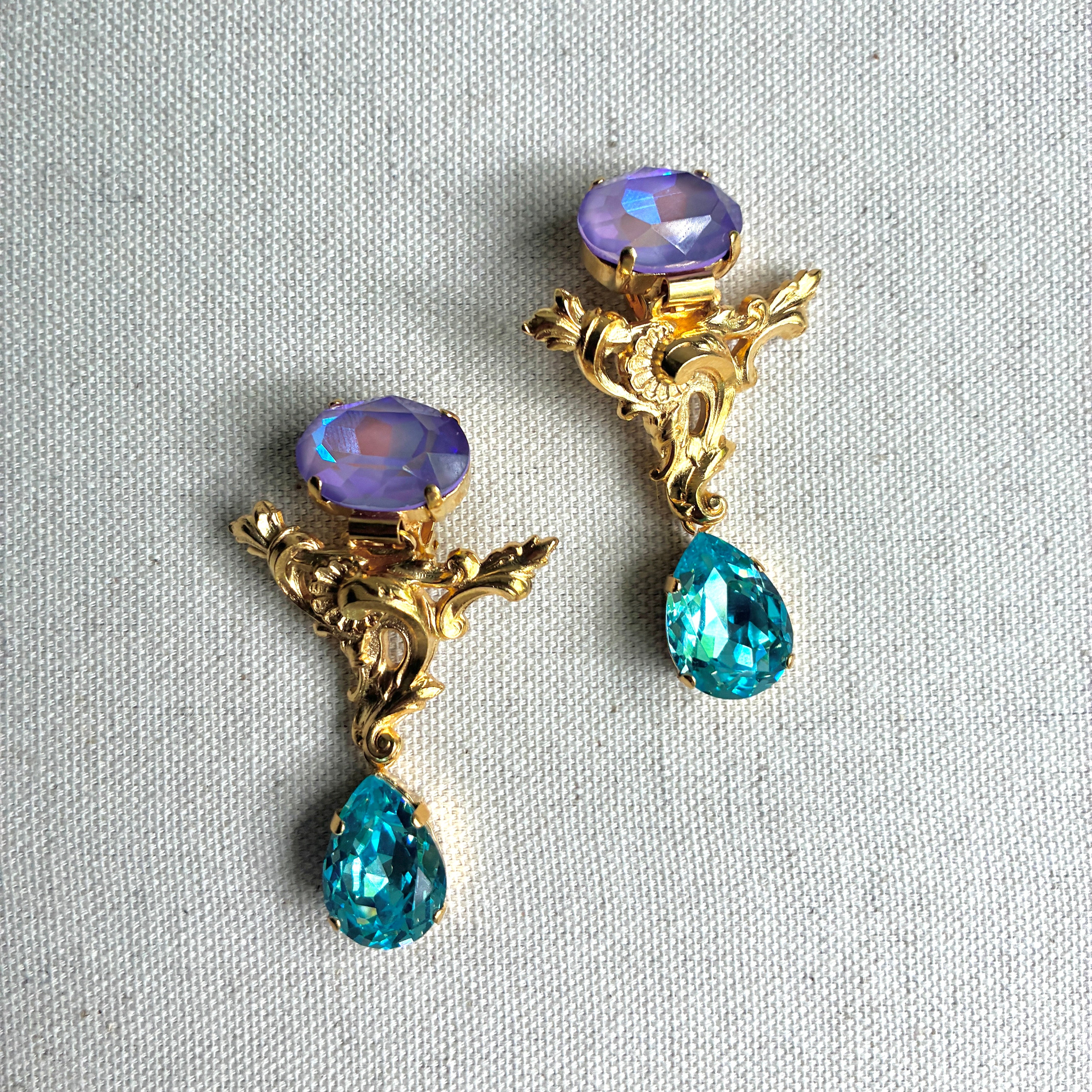 Laura Gray Filigree Crystal Drop Earrings