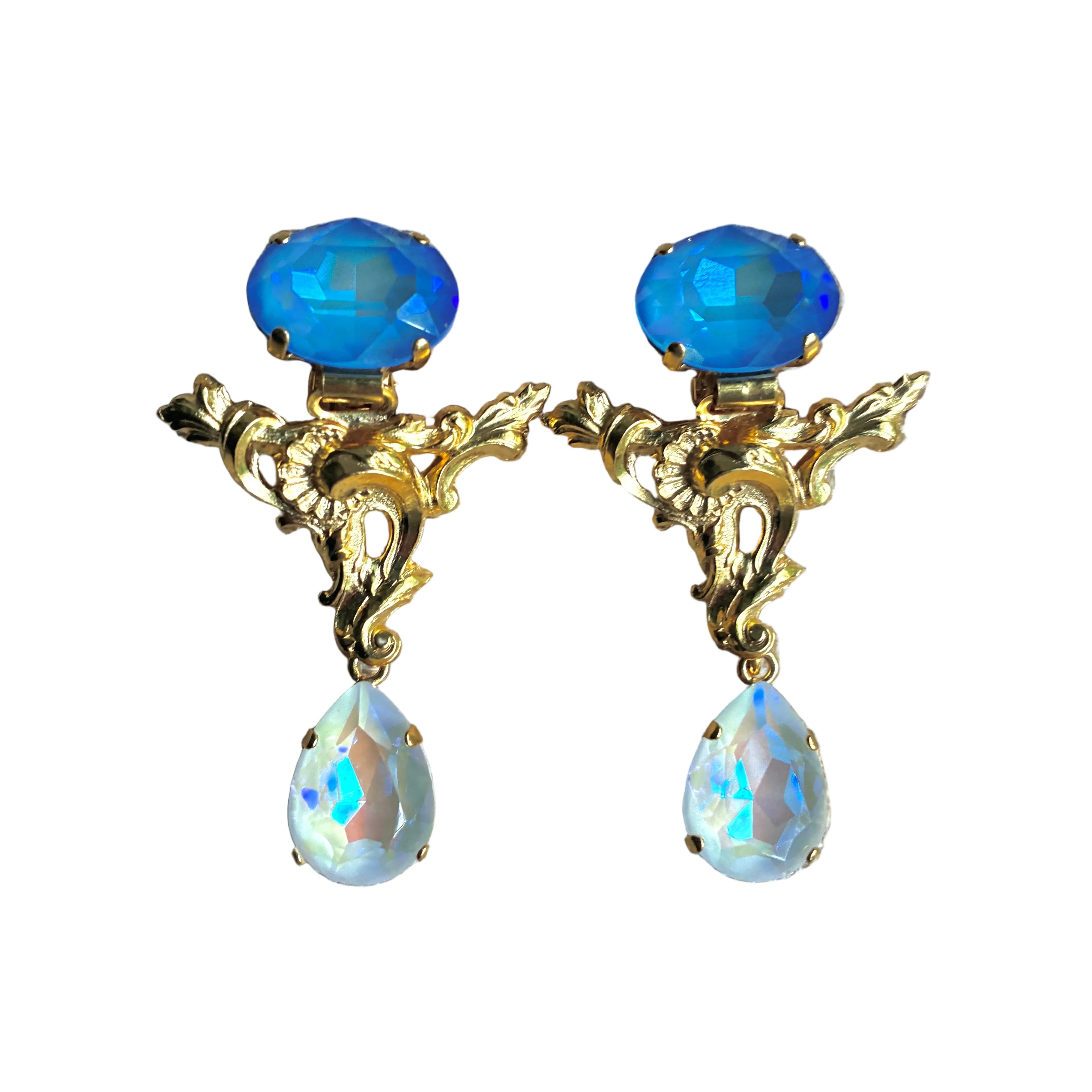 Laura Gray Filigree Crystal Drop Earrings