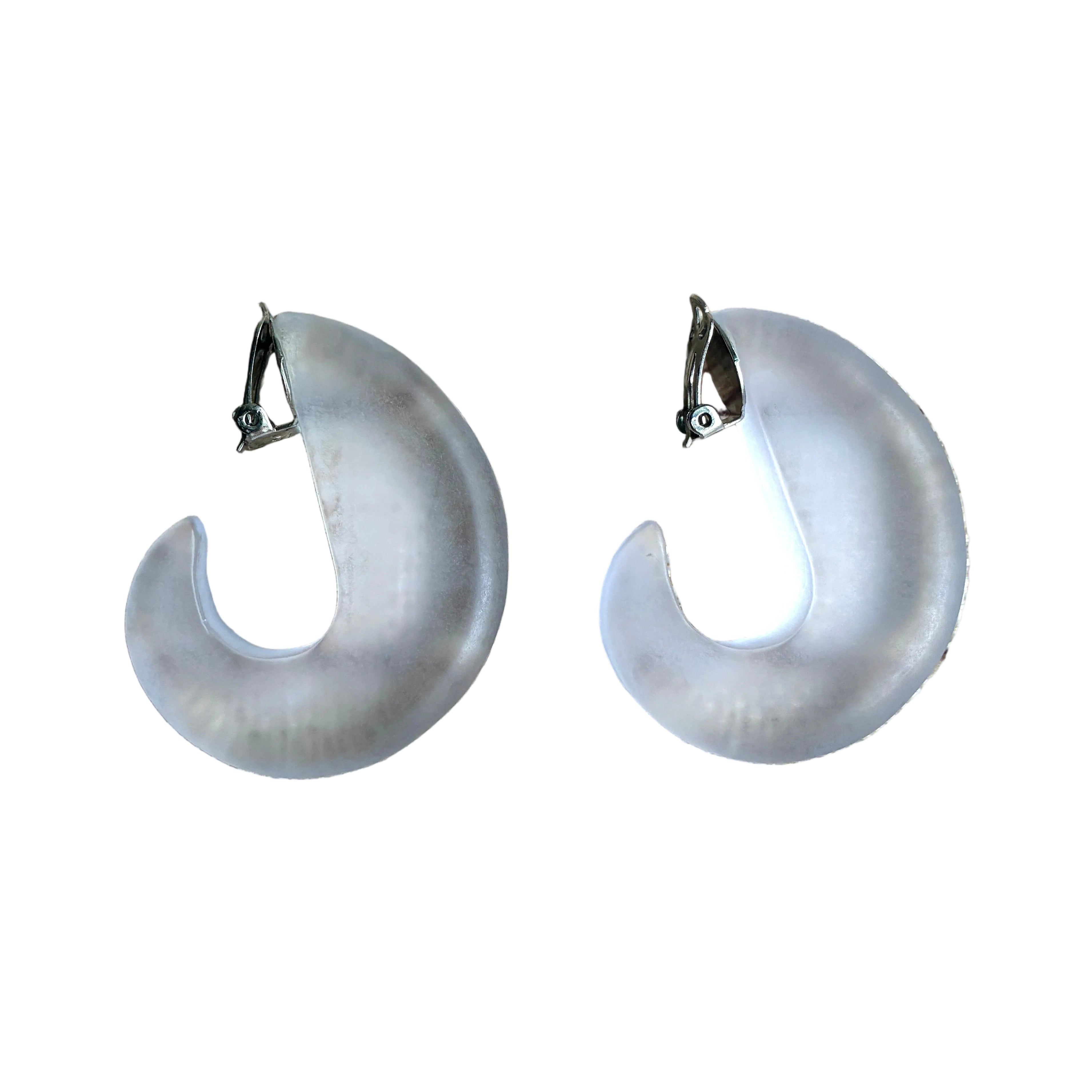 Vintage French Light Blue Lucite  Hoops