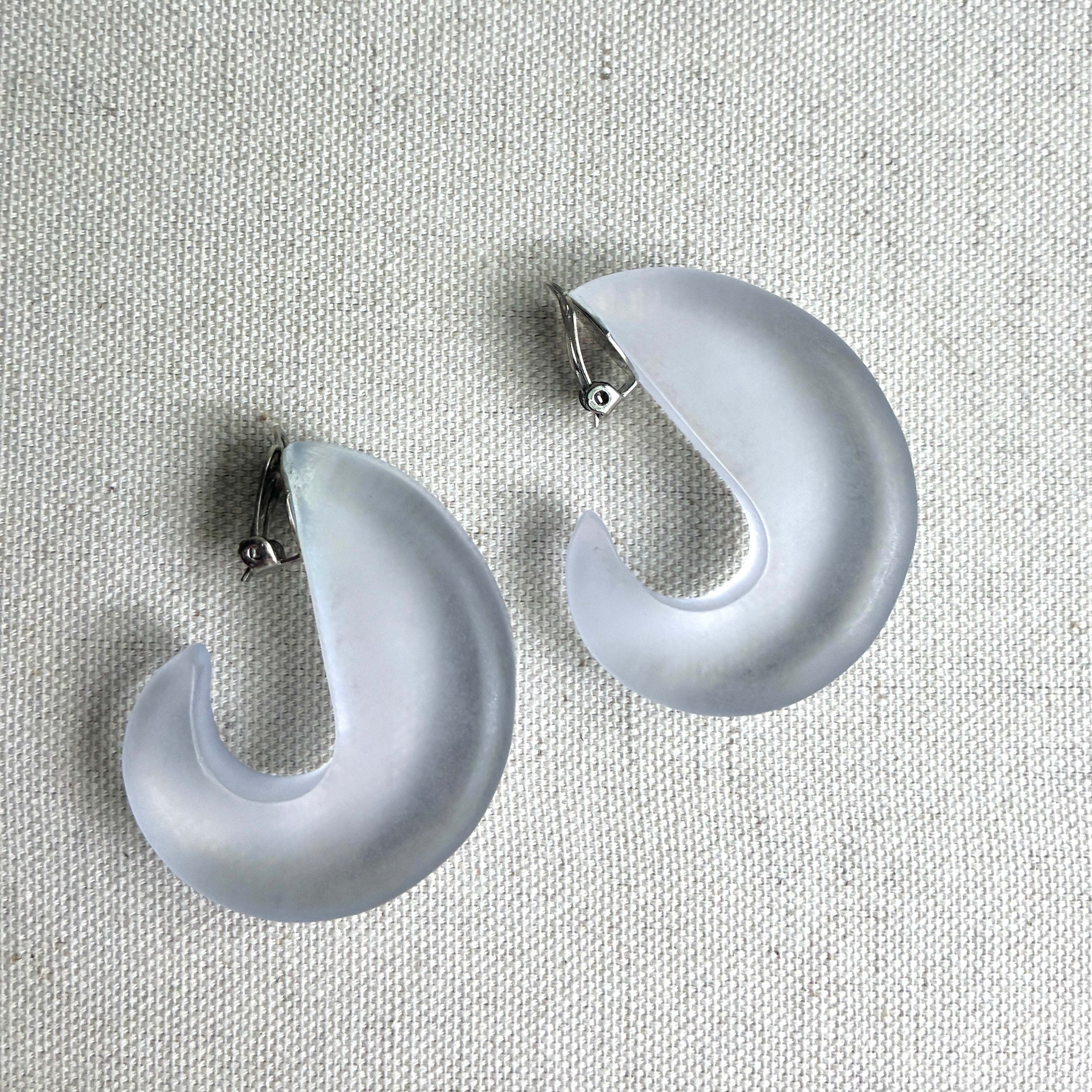 Vintage French Light Blue Lucite  Hoops