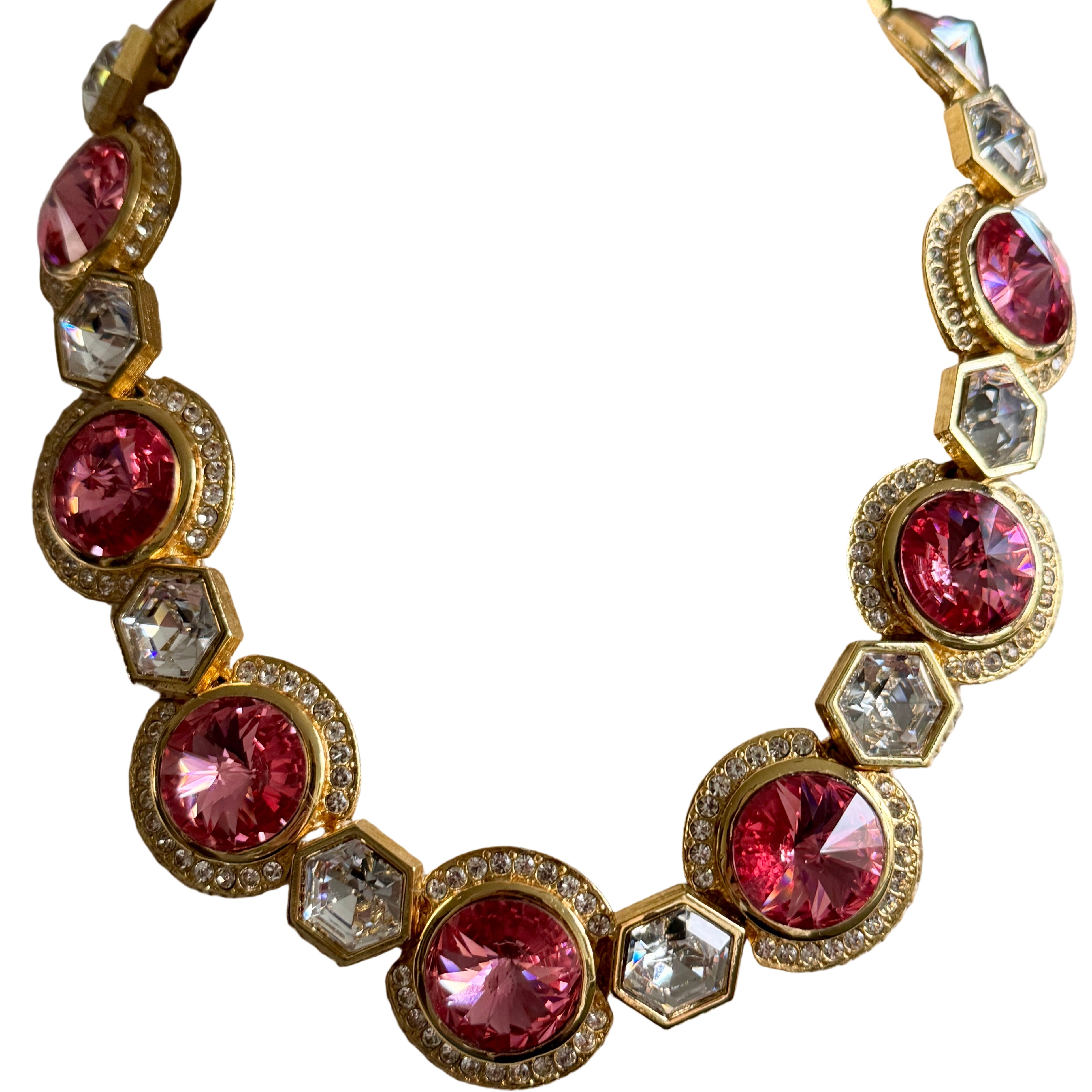 Gorgous Vintage Pink Crystal Statement Necklace