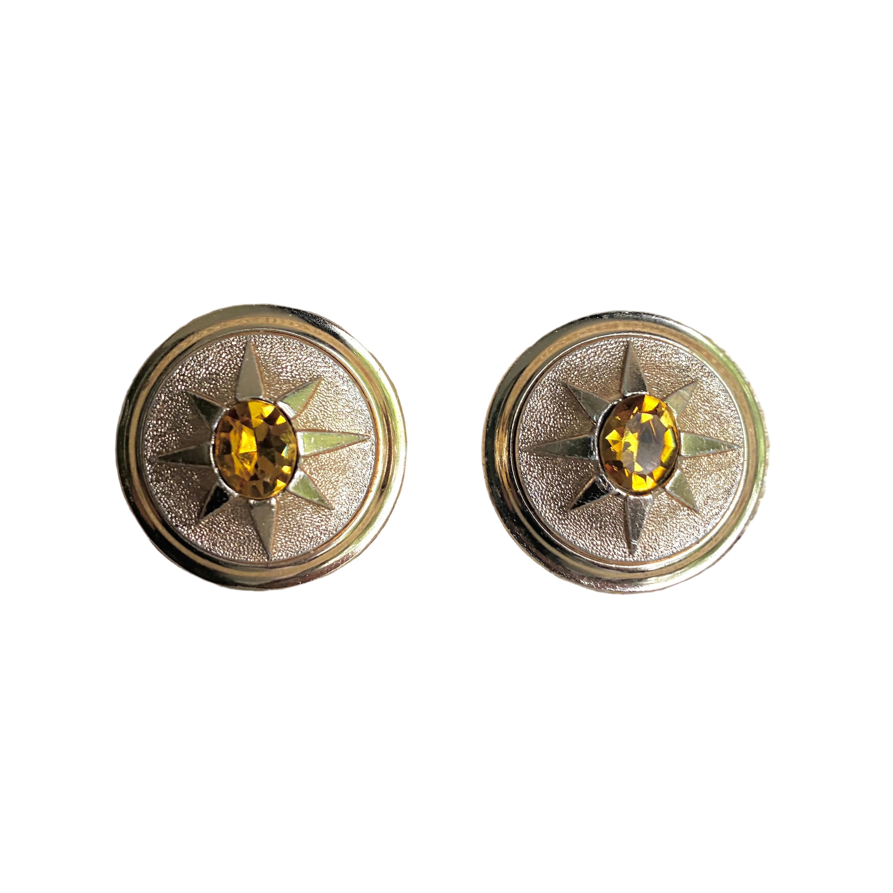 Vintage French Citrine Sunburst Earrings