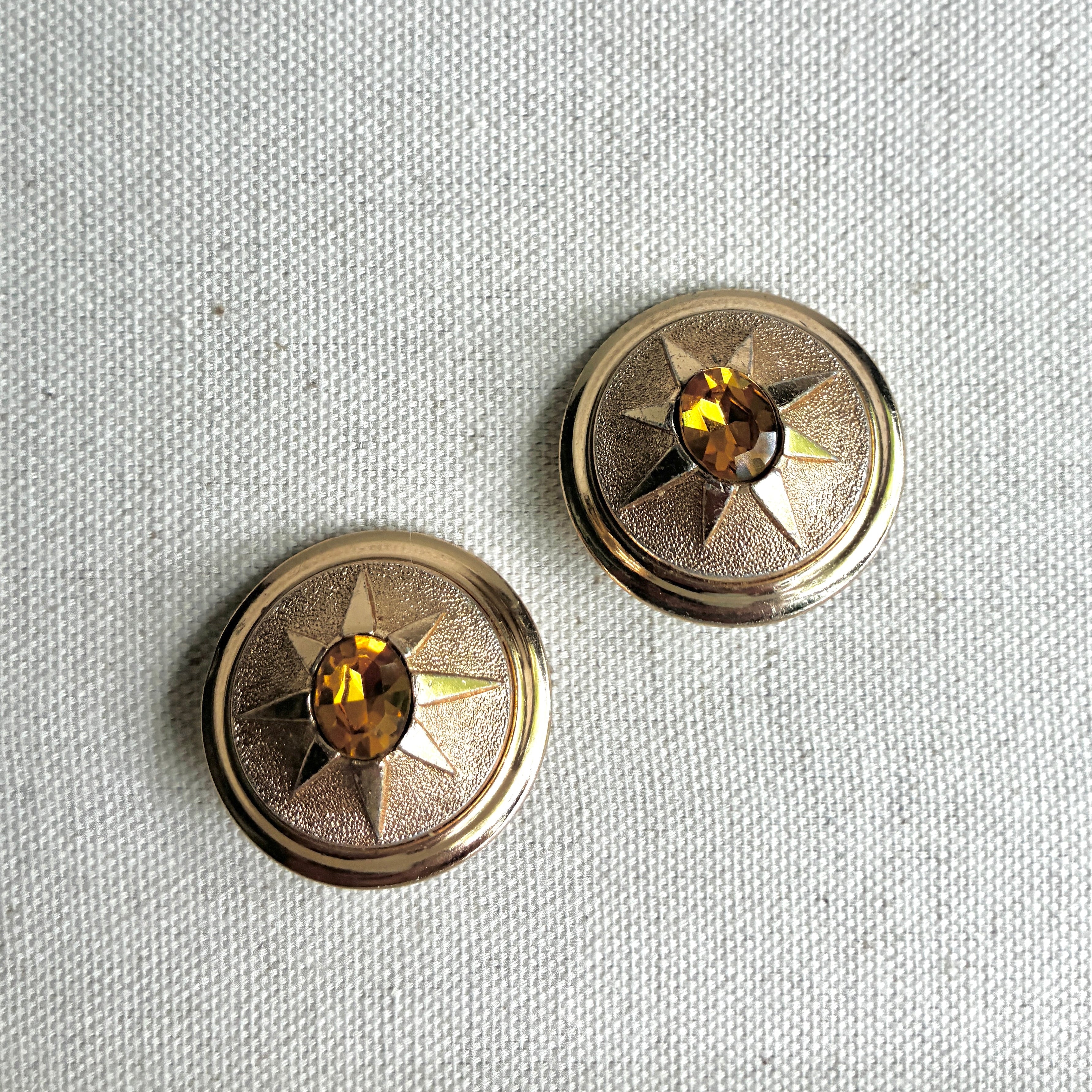 Vintage French Citrine Sunburst Earrings
