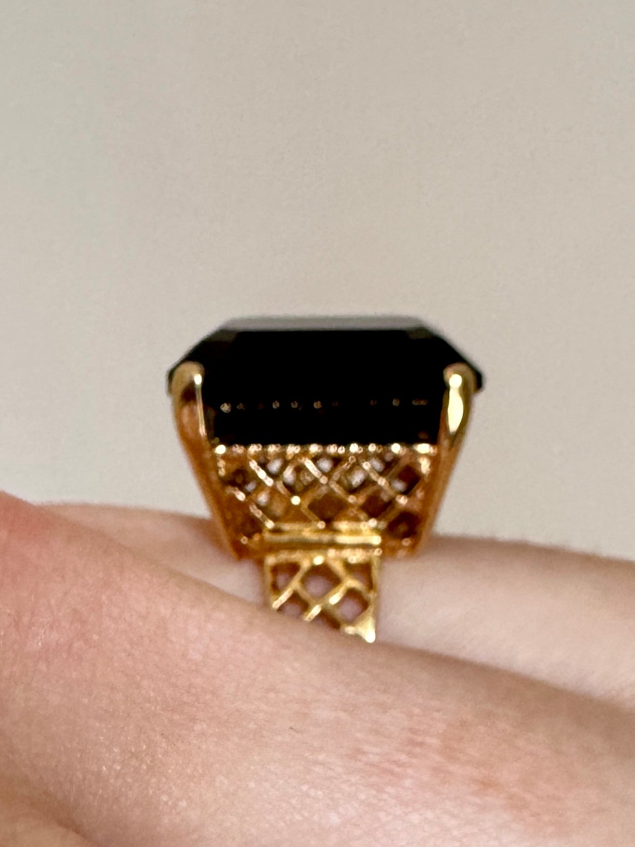 Vintage Large Black Crystal Cocktail Ring