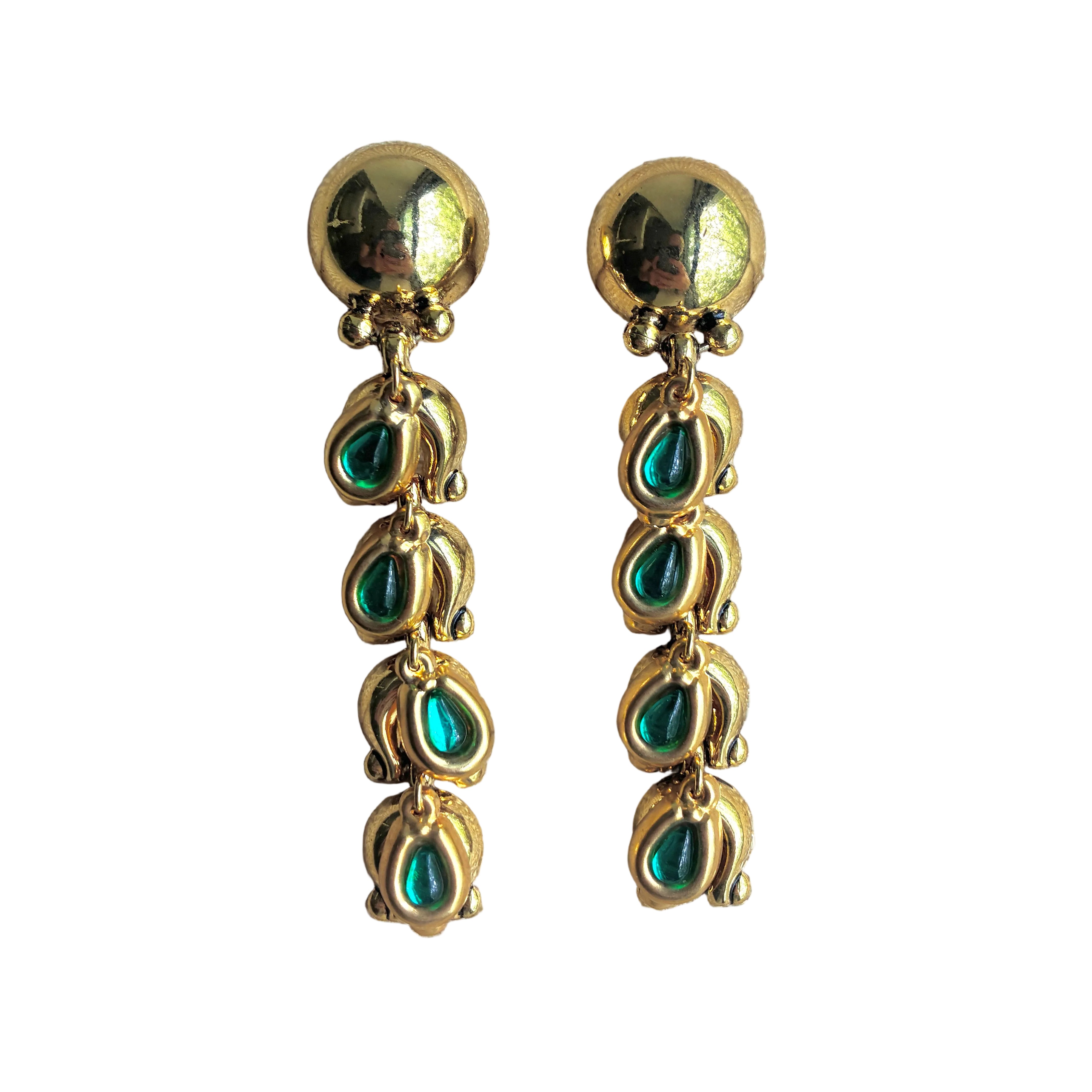 Vintage Italian 1980s Green Charm Earrings