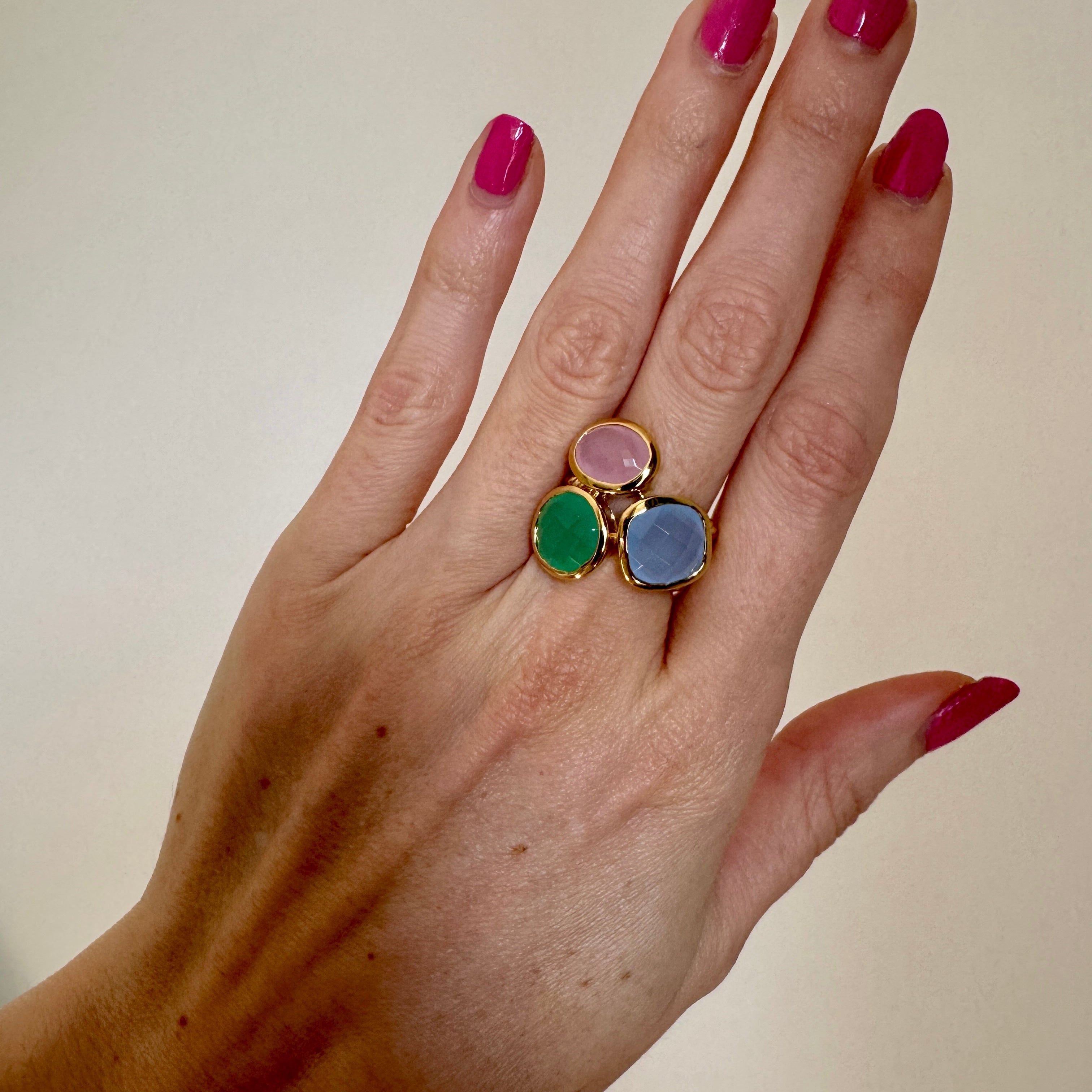Modern French Pastel Glass ring Size 7