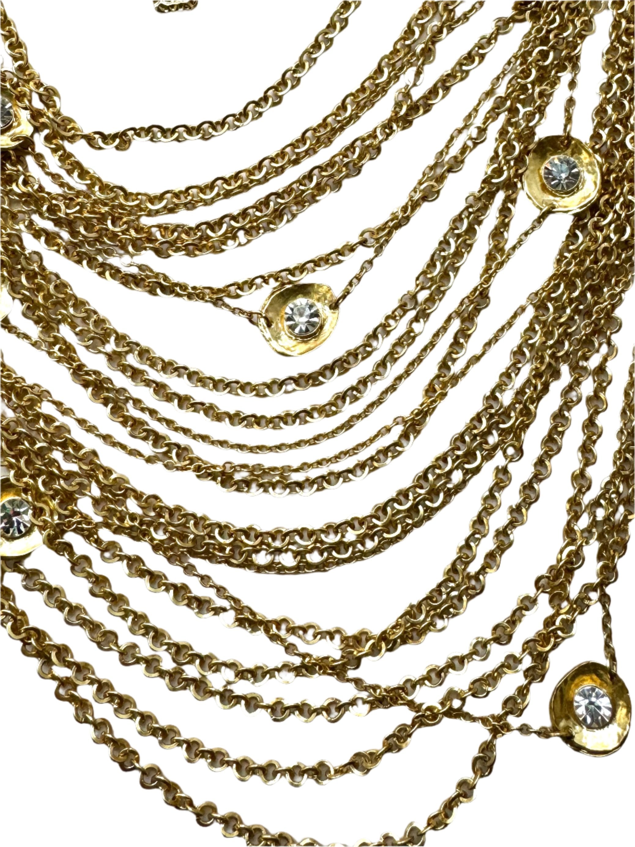 Stunning Designer KS Pairs Multi Gold Chain Bib Necklace