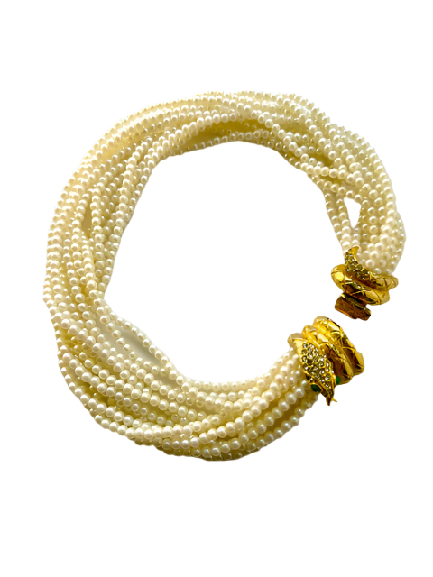 Designer Mimi di Nardo Snake Clasp Pearl Necklace