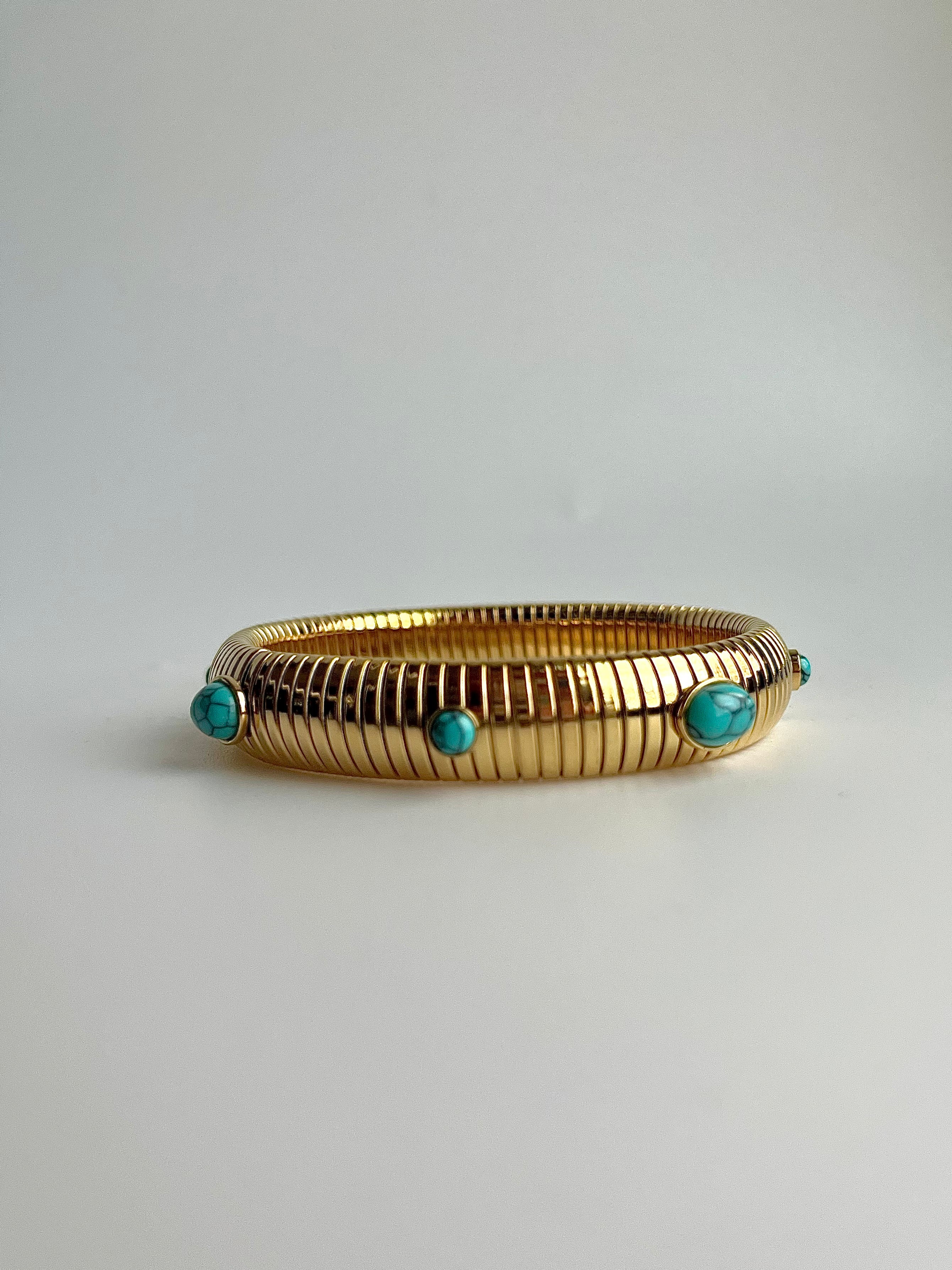 Turquoise Gold Omega Bracelet