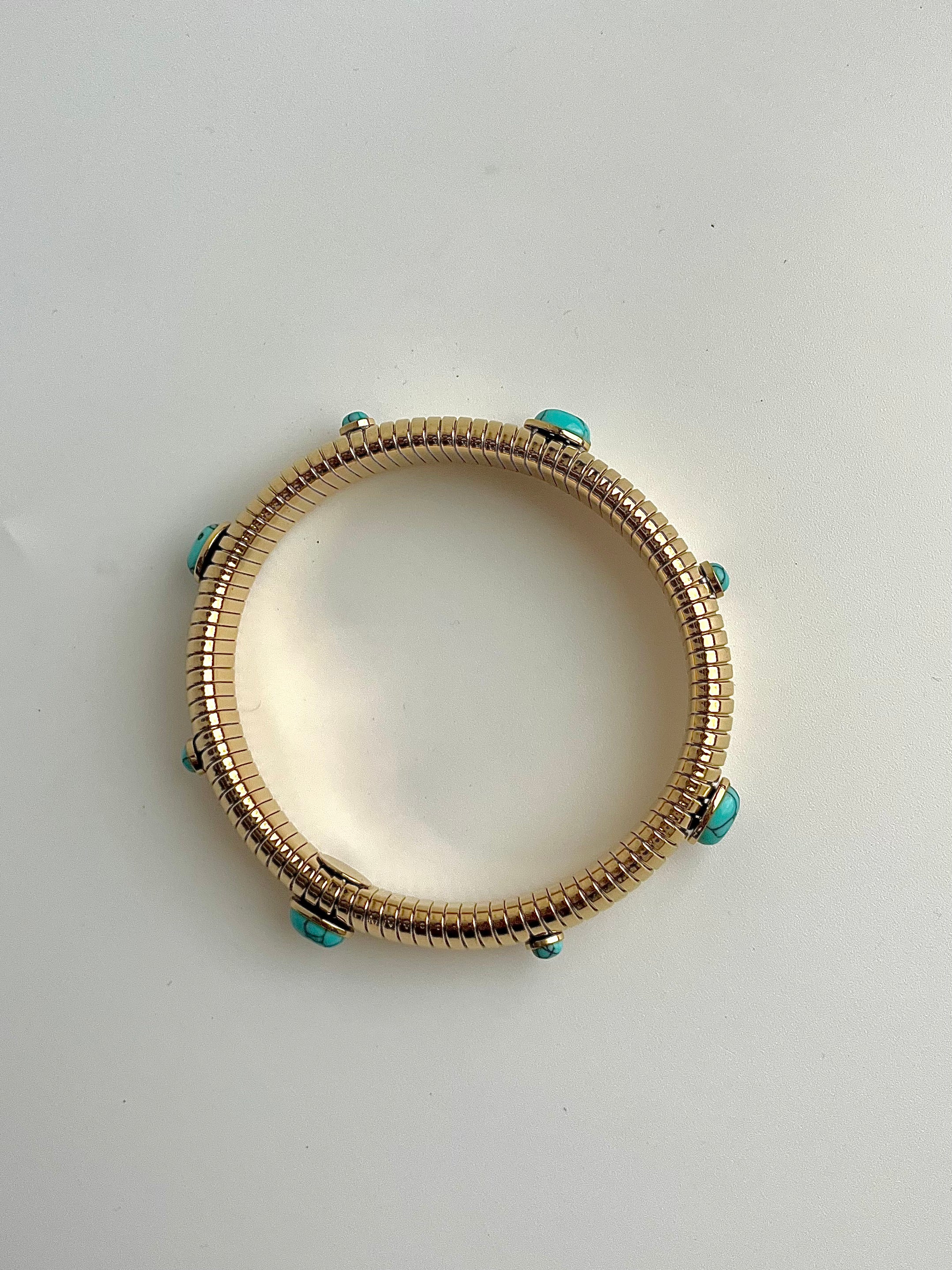 Turquoise Gold Omega Bracelet