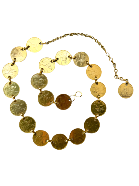 60s Gold Coin Belt Necklace