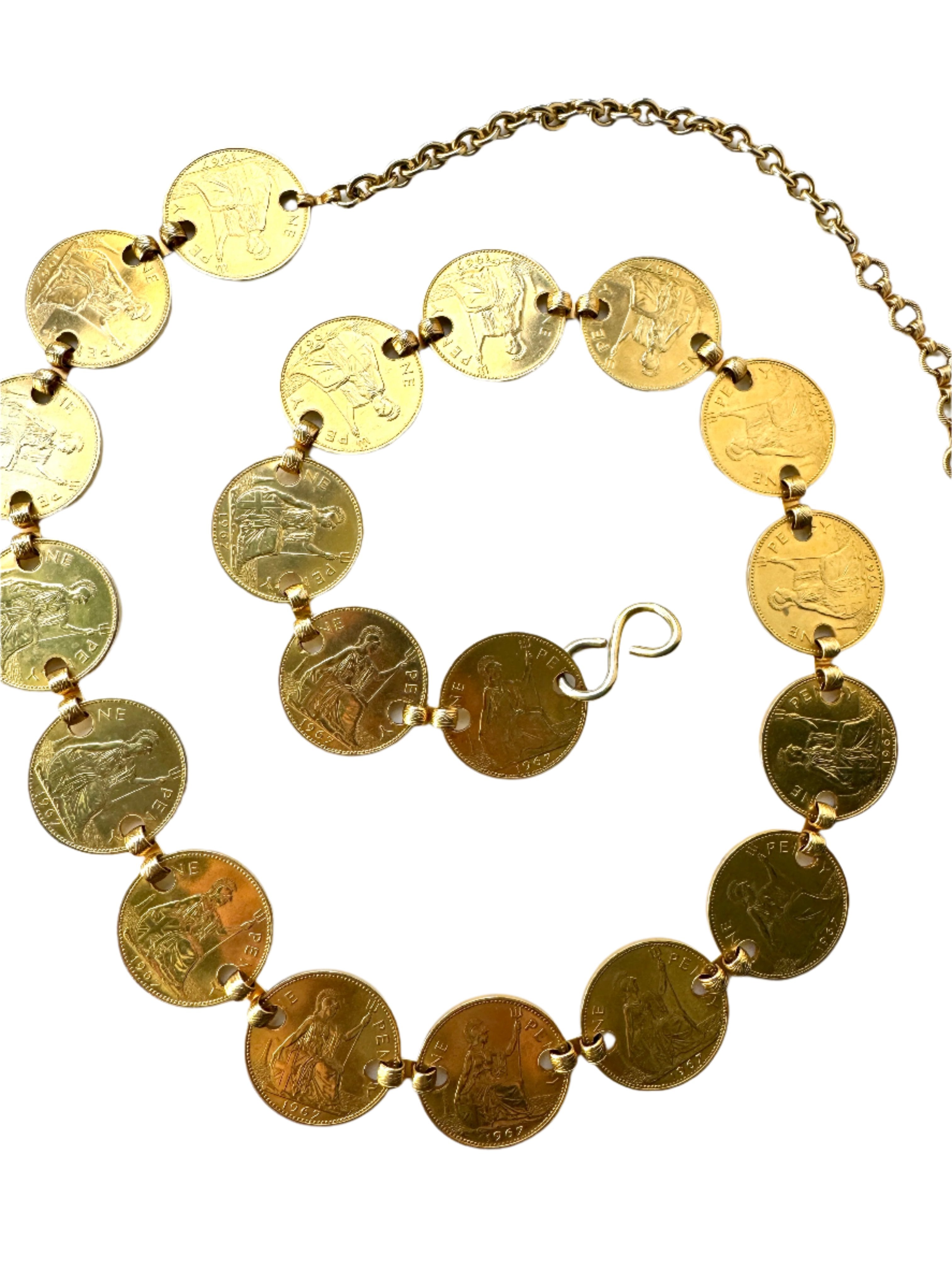 60s Gold Coin Belt Necklace