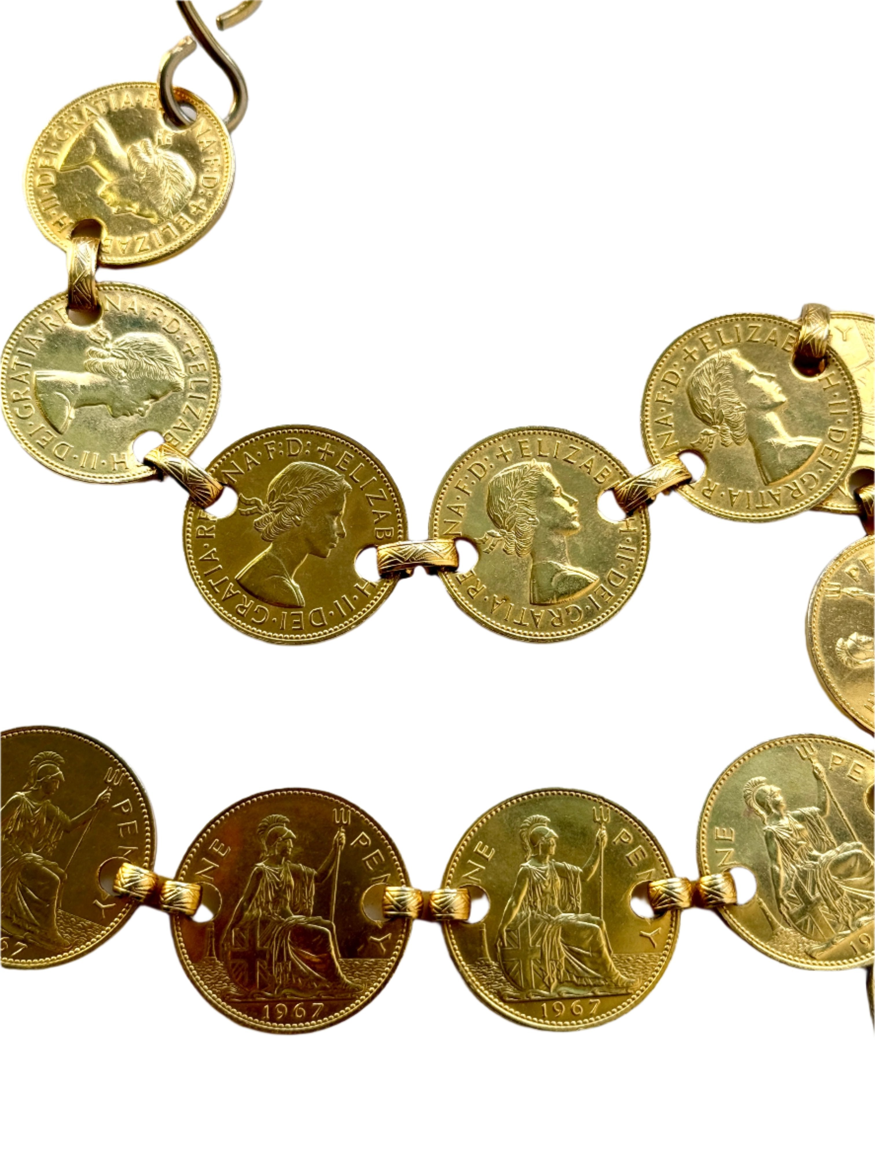 60s Gold Coin Belt Necklace