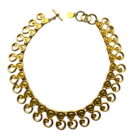 90s Brushed Gold Etruscan Necklace