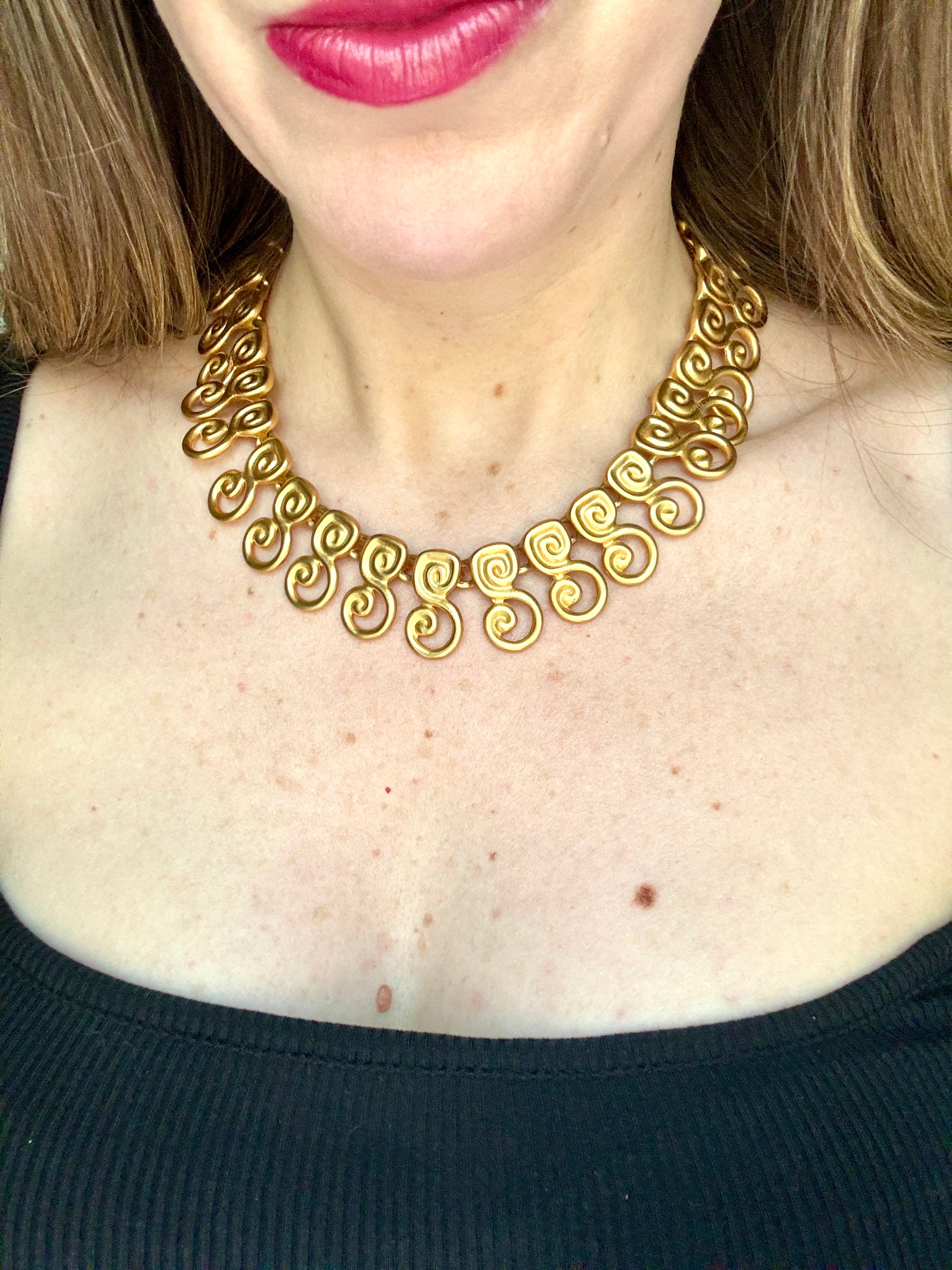 90s Brushed Gold Etruscan Necklace