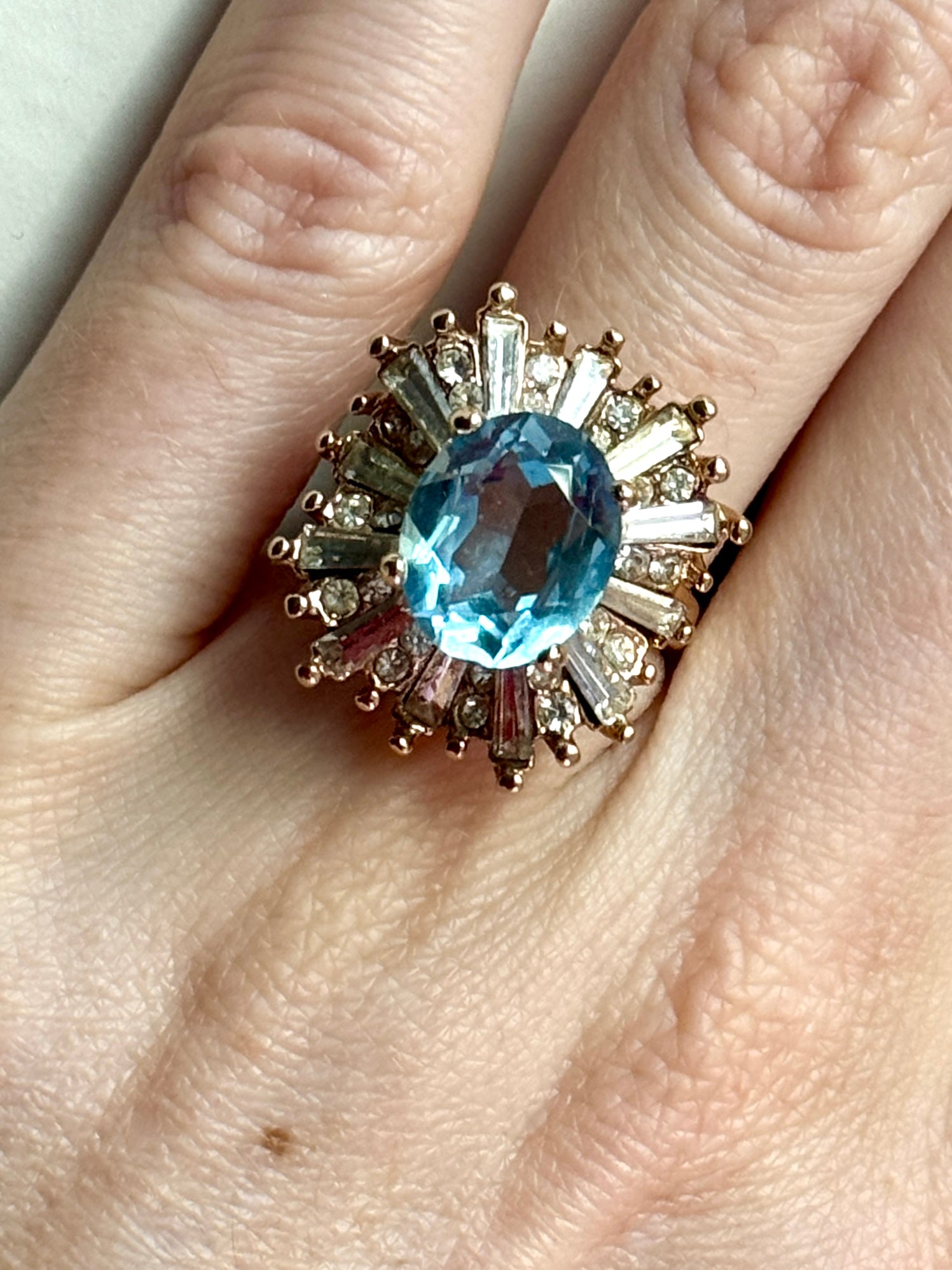 Light Blue Cocktail Ring Size 5.75