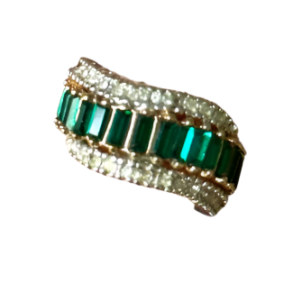 Emerald Crystal Wave Ring Size 7.75