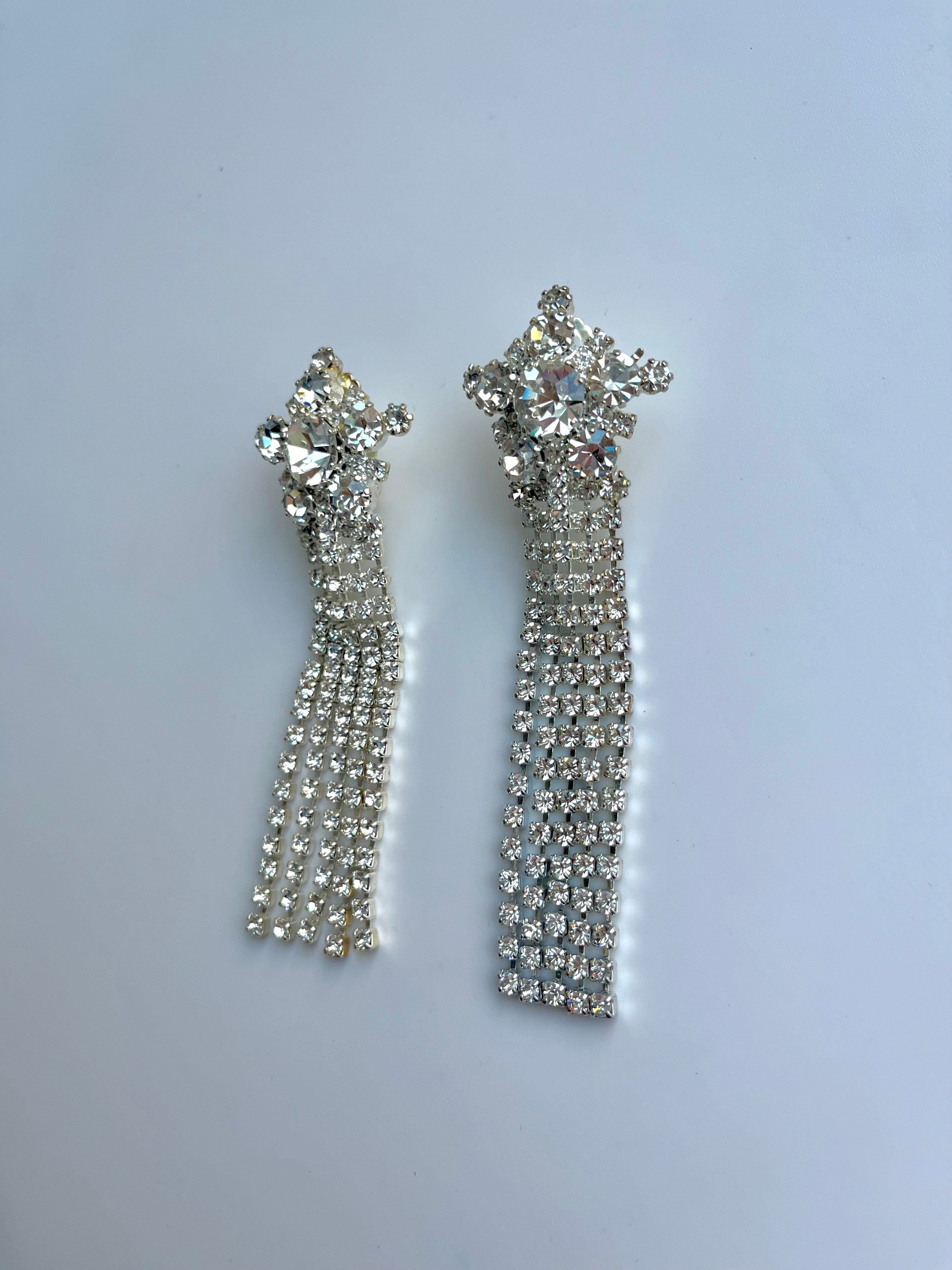 1950s Crystal Star Fringe Earrings