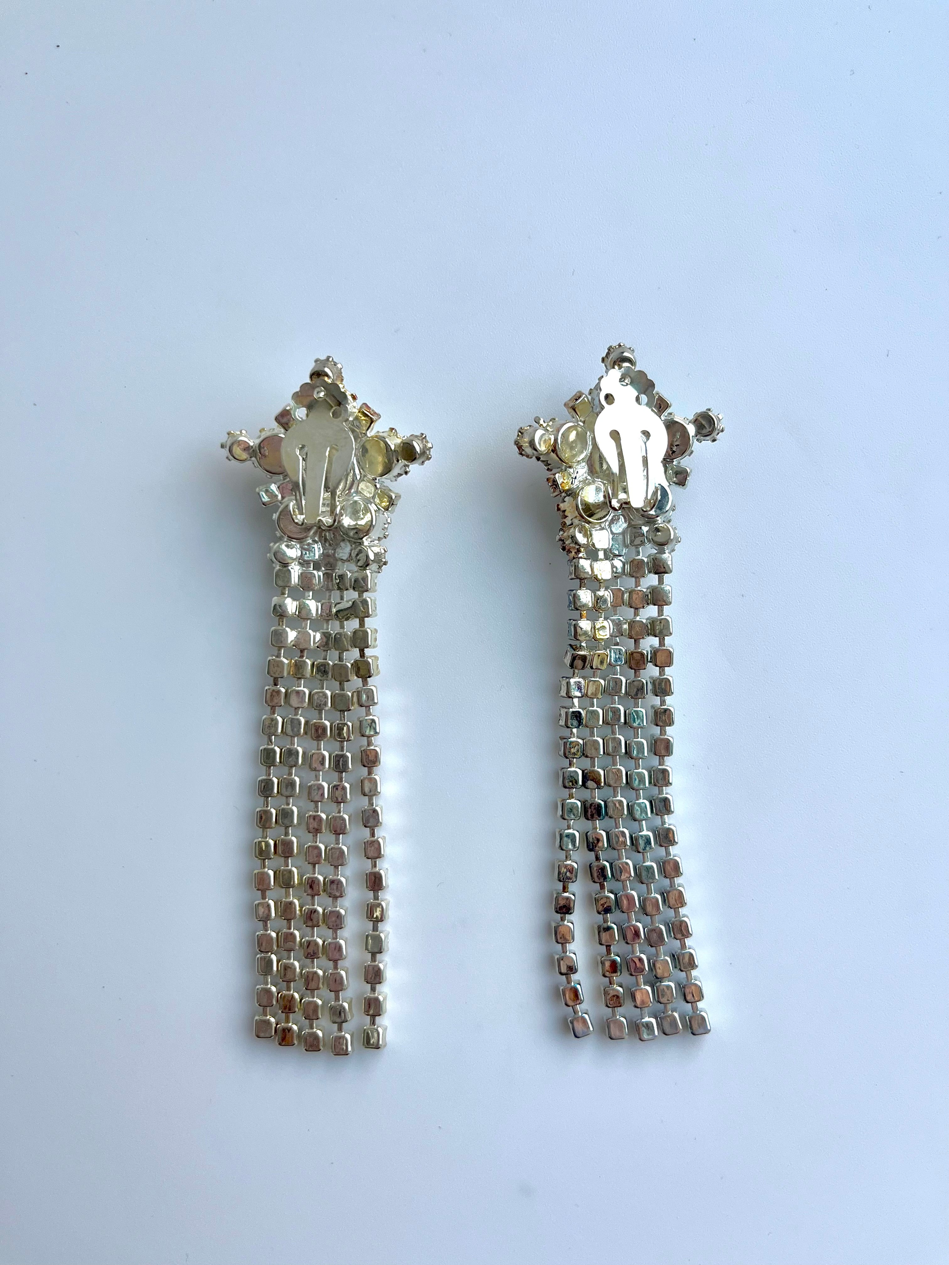 1950s Crystal Star Fringe Earrings