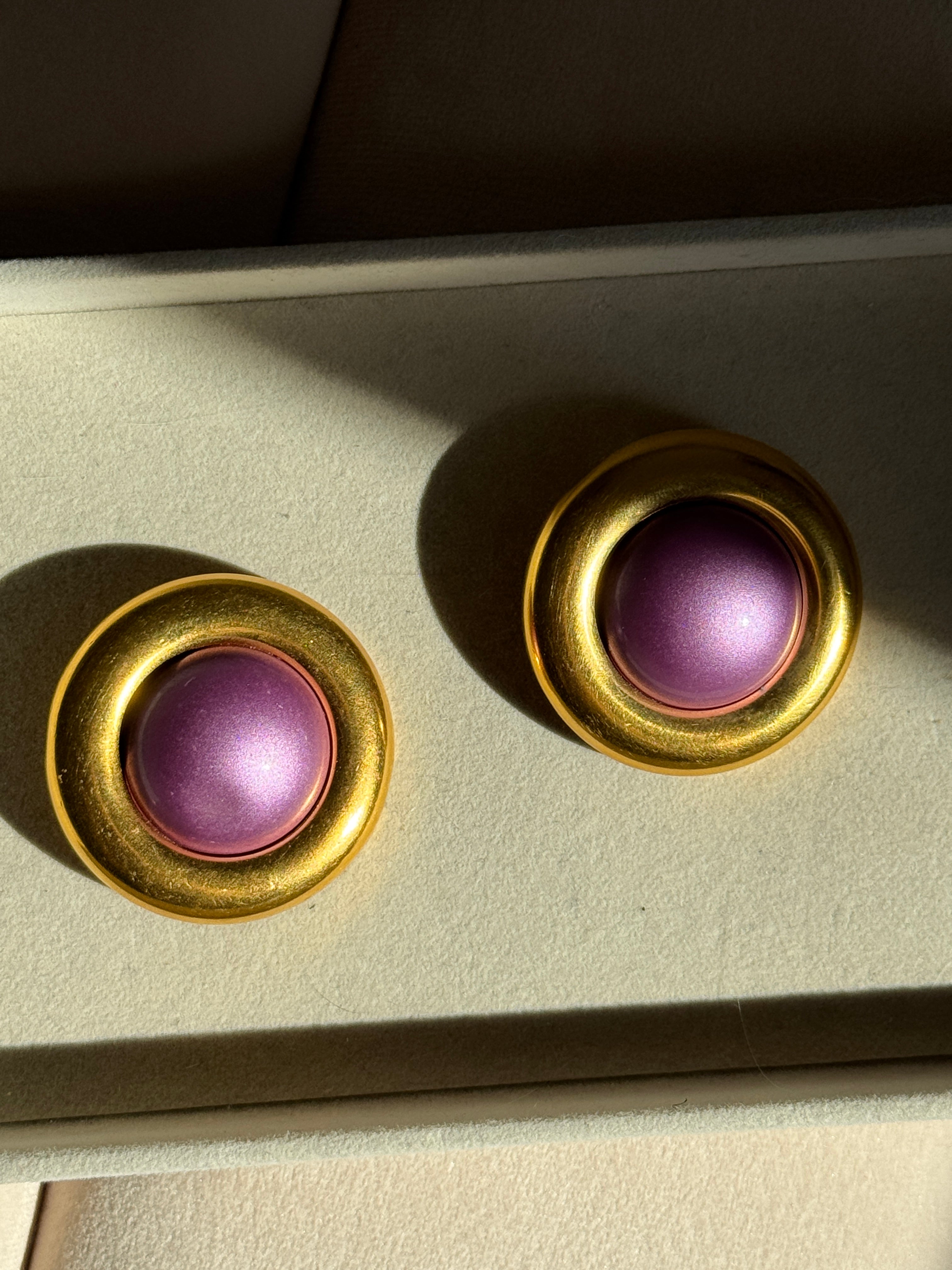 Vintage Designer Purple Pearl Celine Earrings