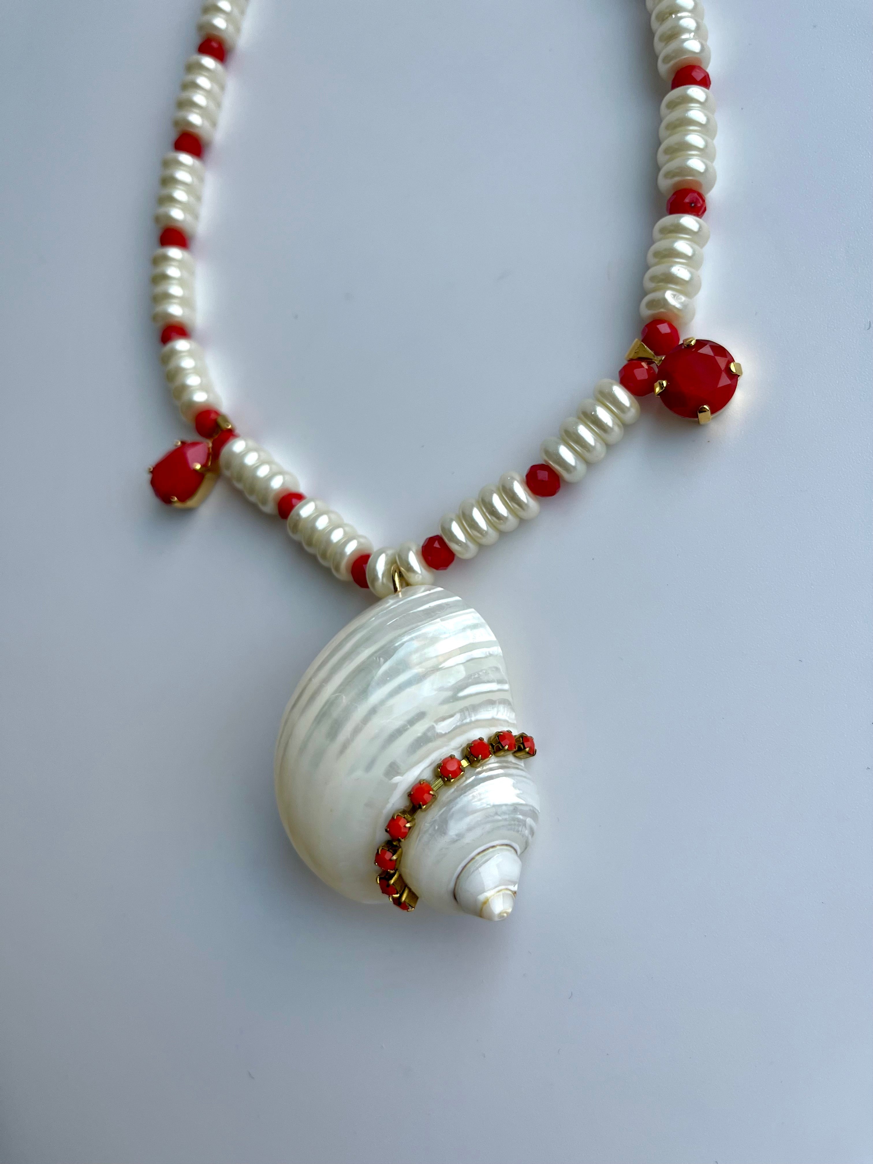 Pearl and Shell Statement Necklace