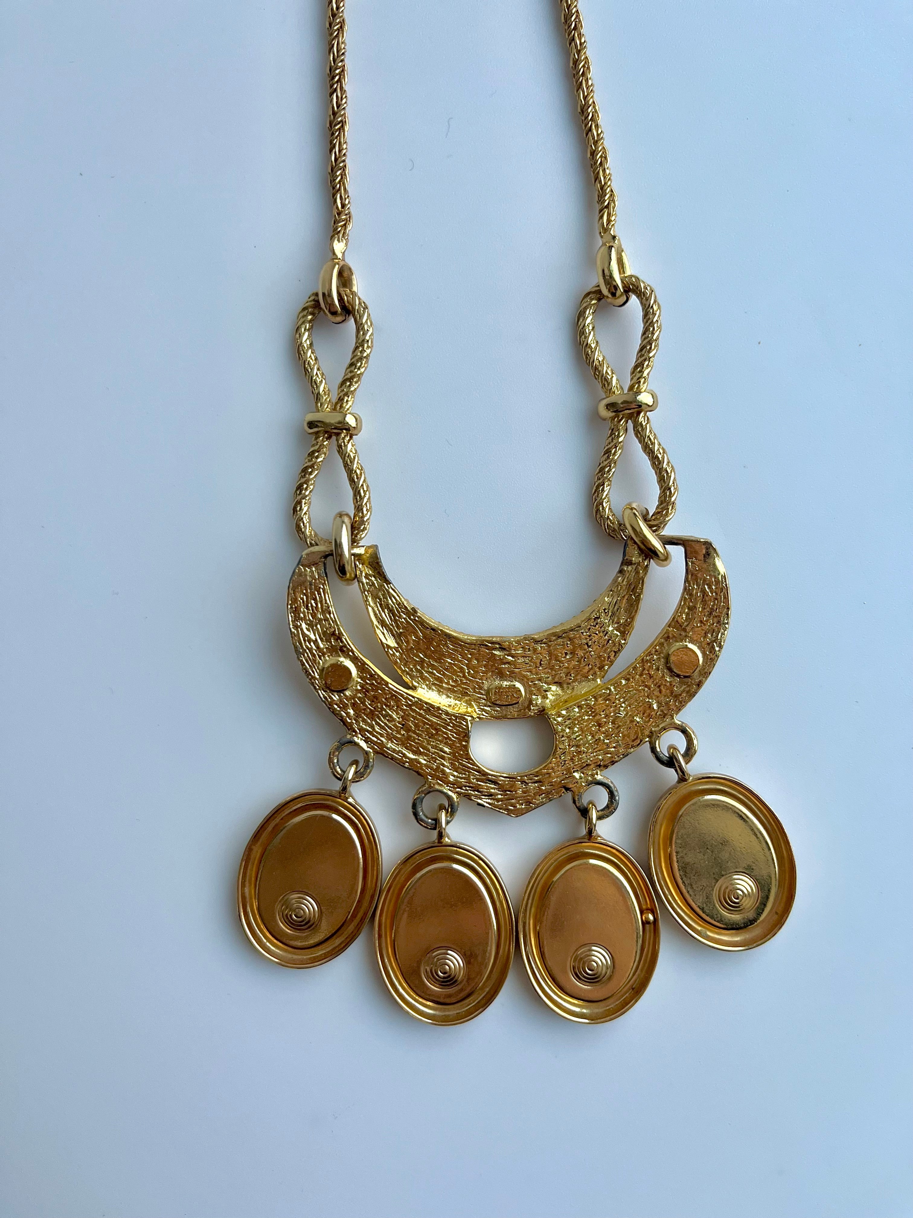 Etruscan Gold Lapis Glass Pendant Necklace