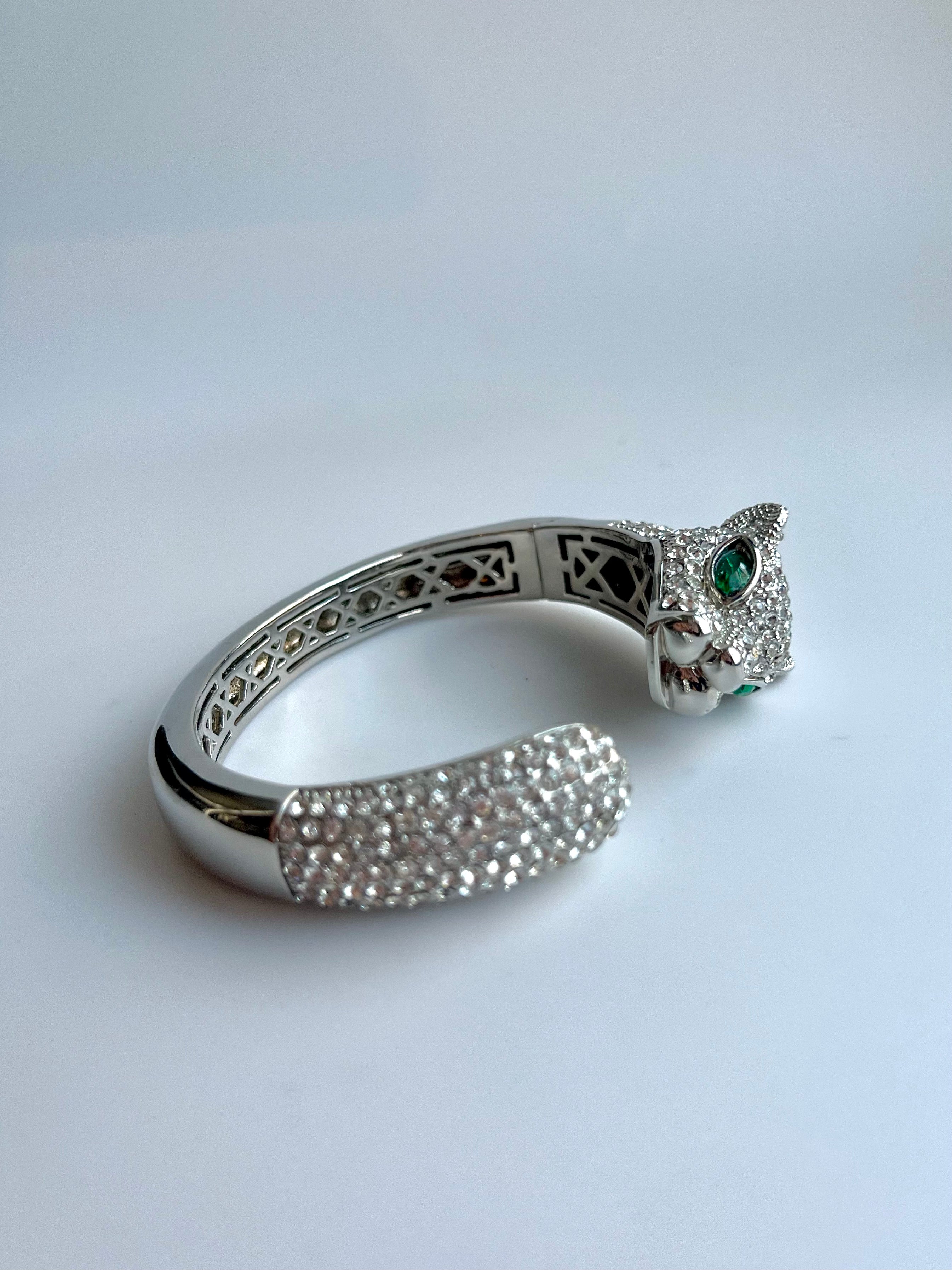 Sparkling Silver Crystal Panther Bracelet