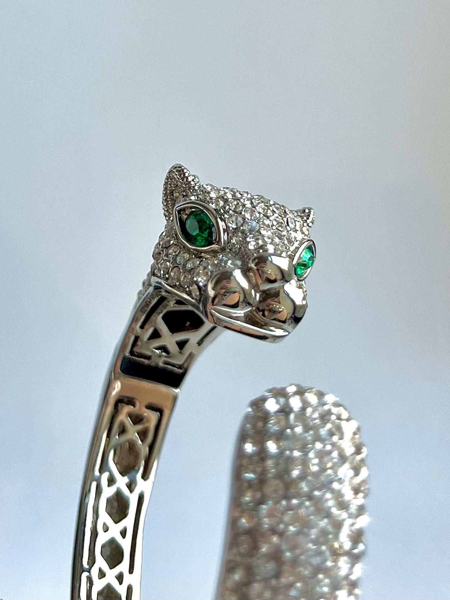 Sparkling Silver Crystal Panther Bracelet