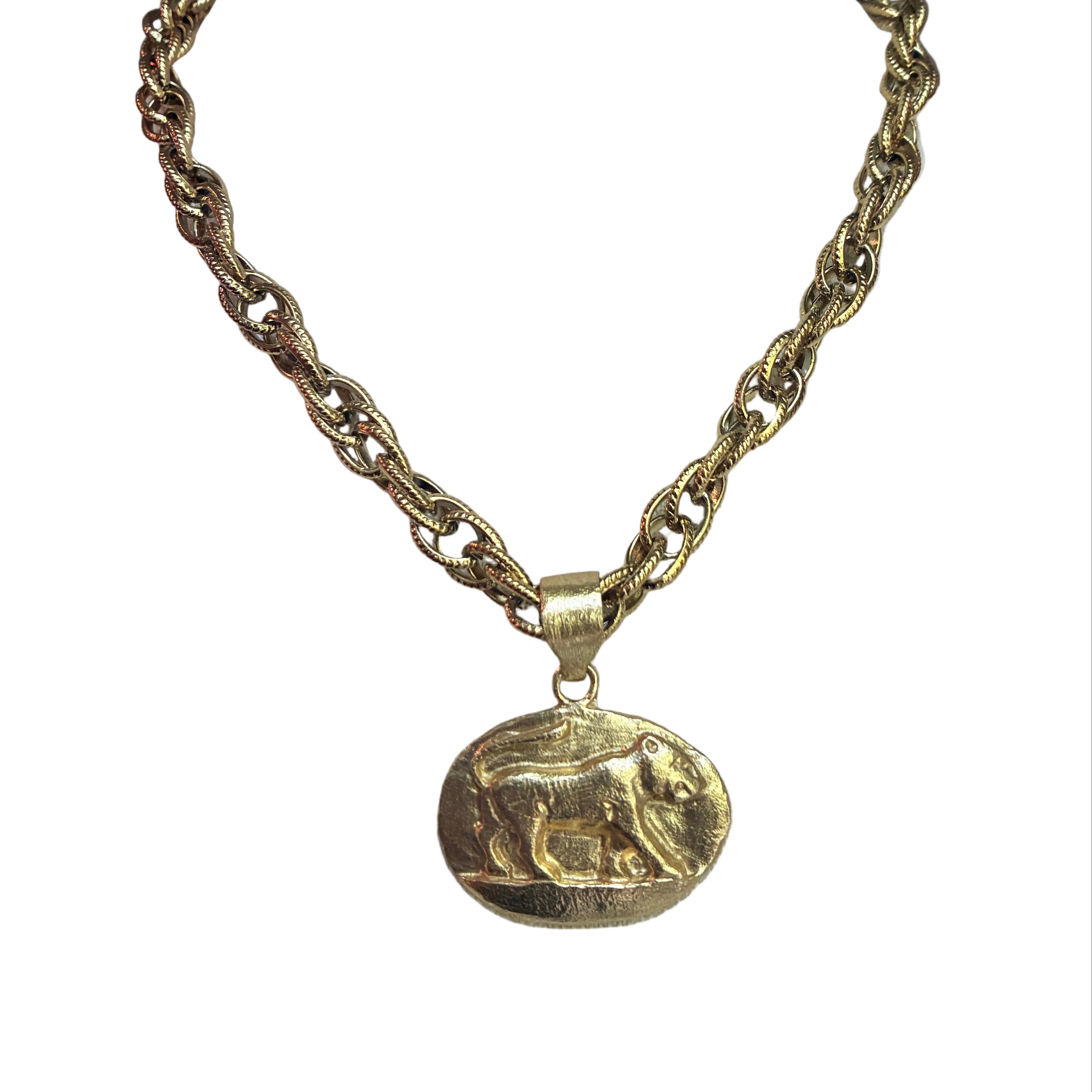 French Lion Pendant Necklace