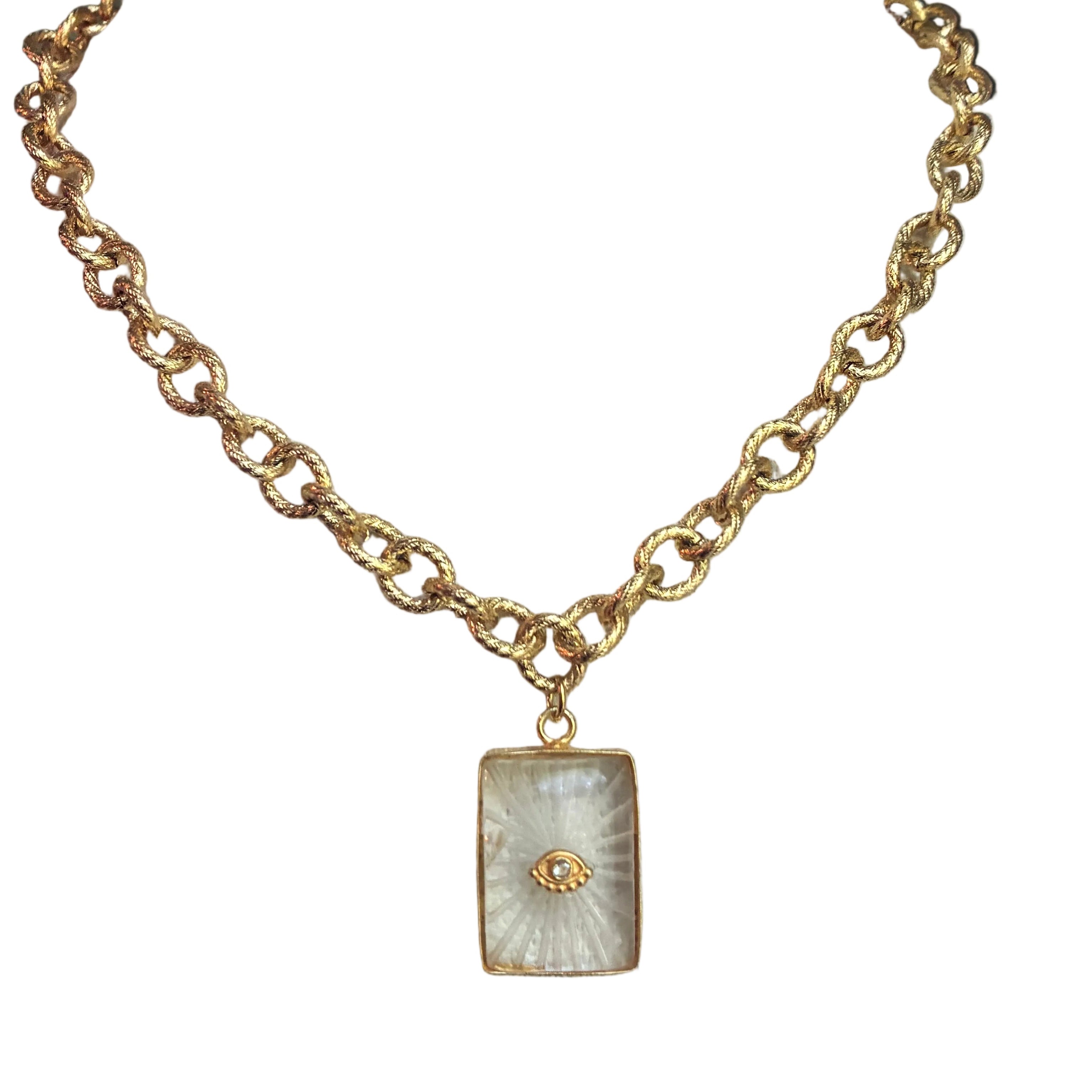 Modern French Evil Eye Pendant Necklace