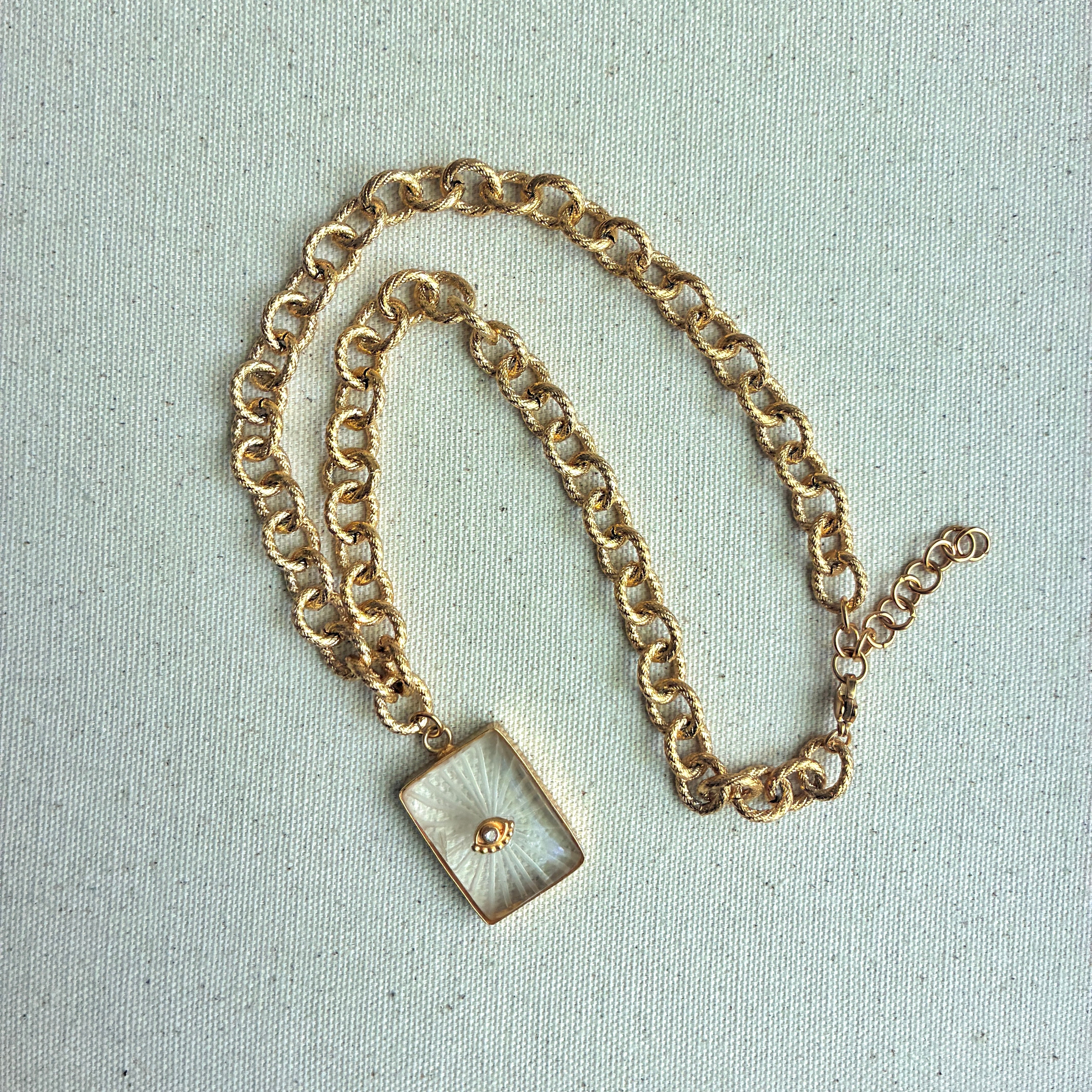 Modern French Evil Eye Pendant Necklace