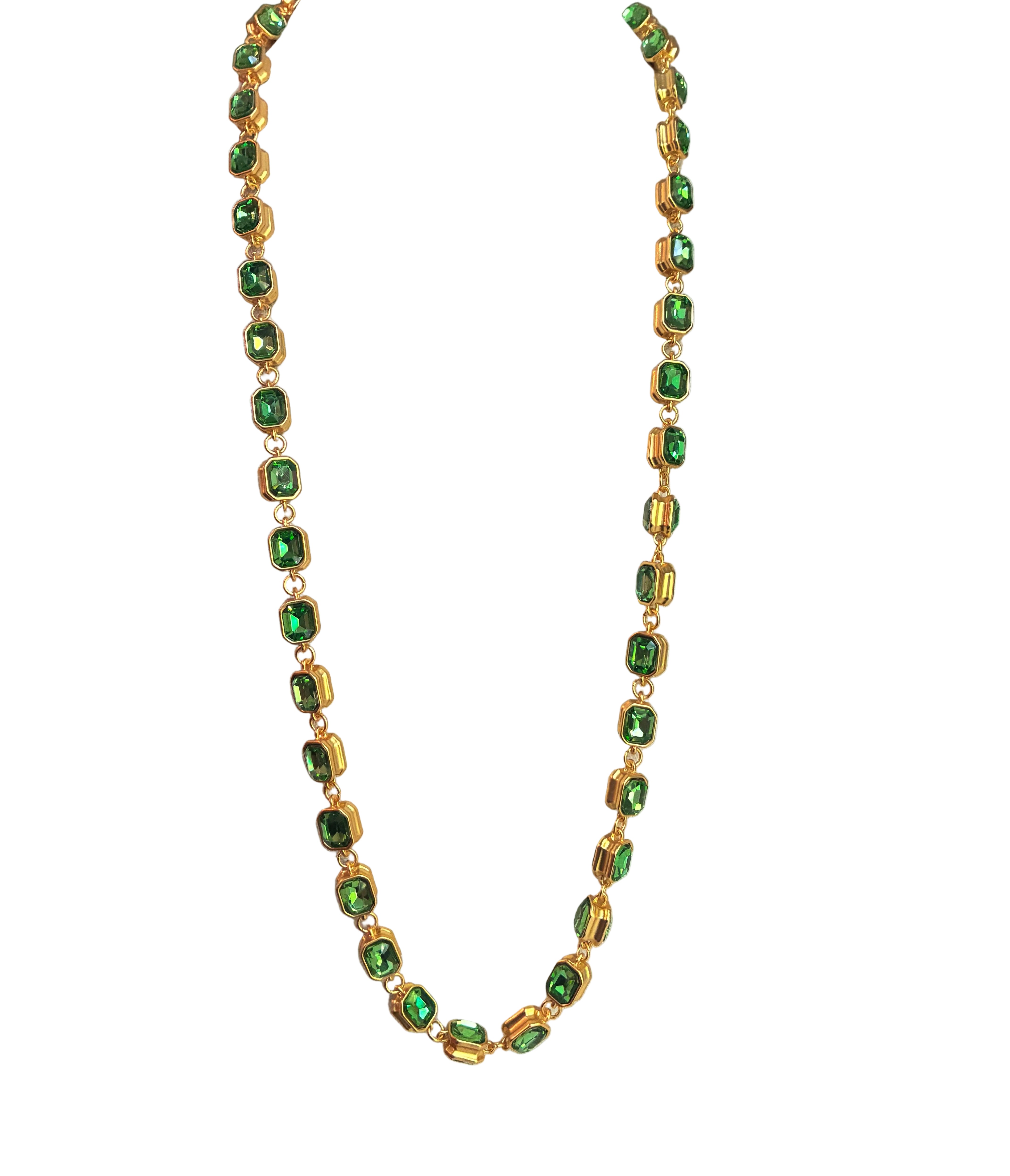 Extra Long Crystal Necklace - Blue & Green