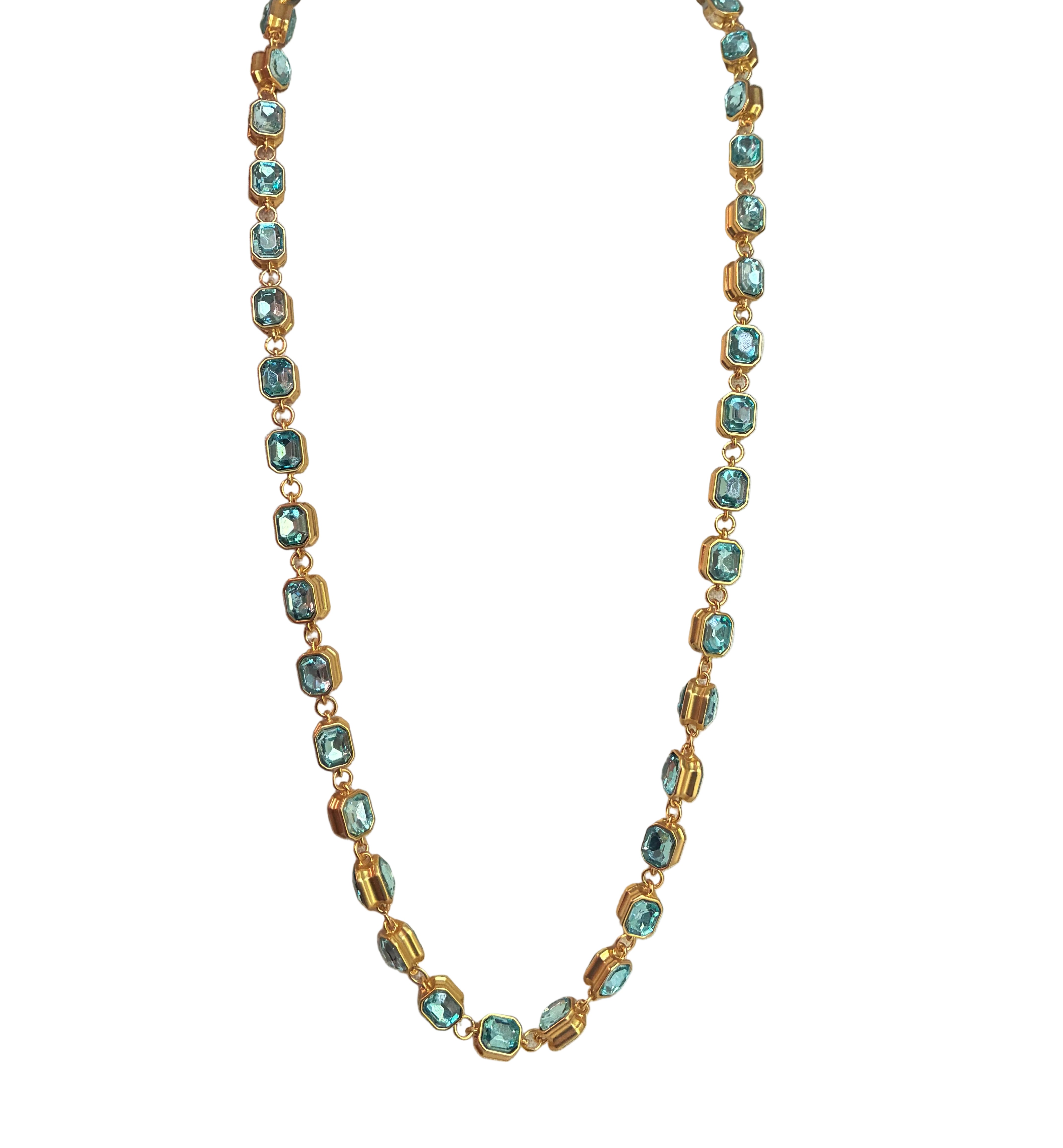 Extra Long Crystal Necklace - Blue & Green
