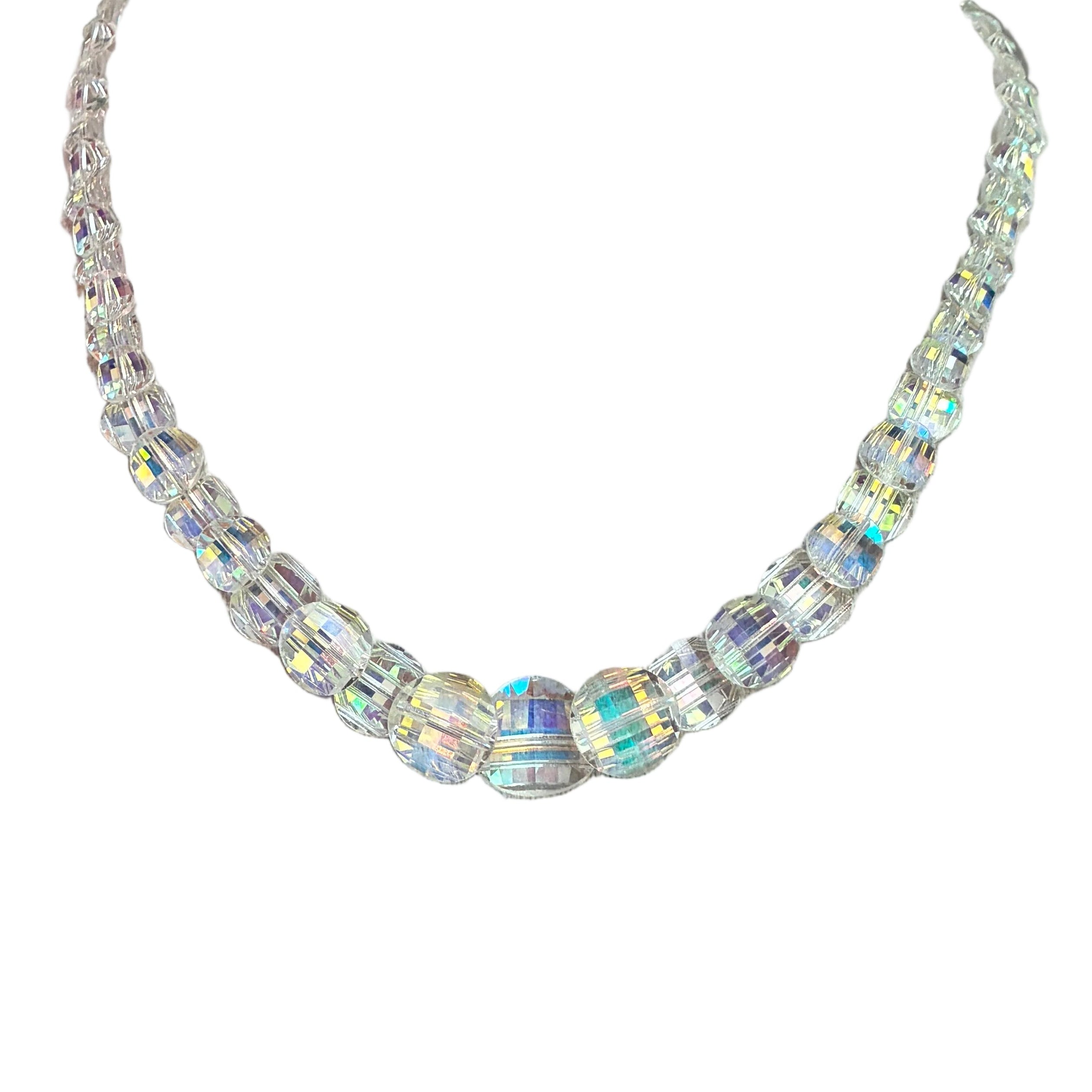 Vintage 1950s Aurora Faceted Crystal Necklace