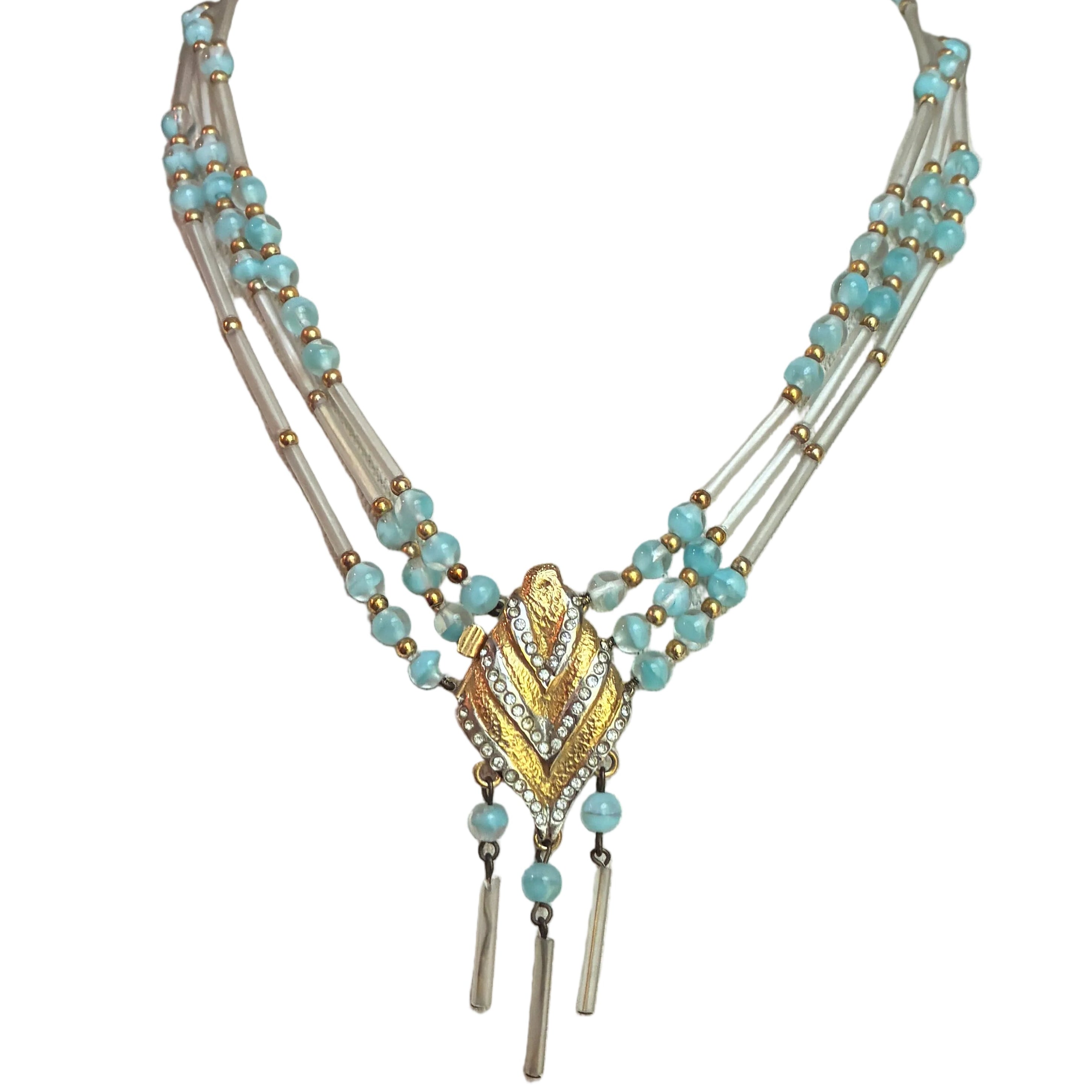 Vintage Italian Blue Glass Beaded Necklace