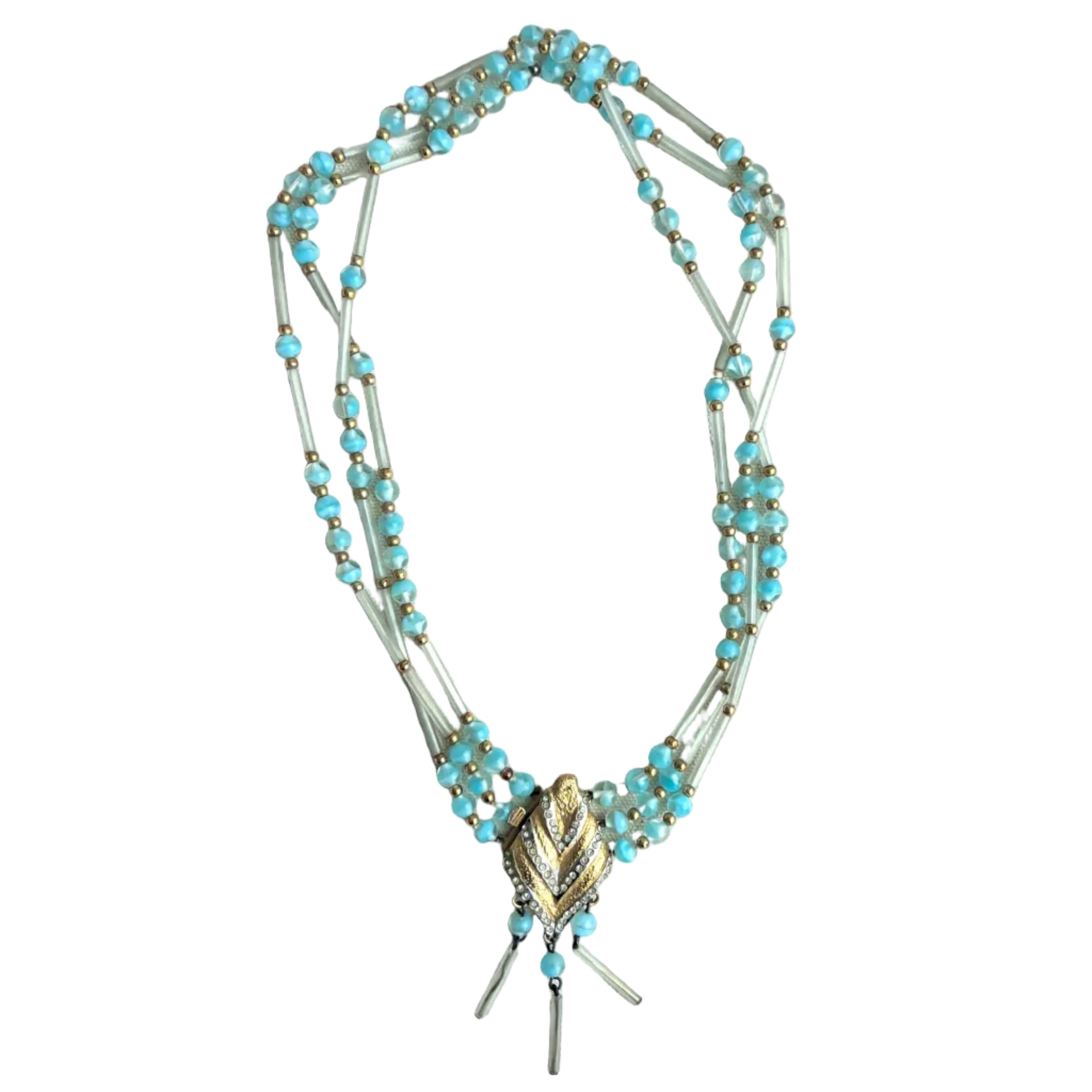 Vintage Italian Blue Glass Beaded Necklace