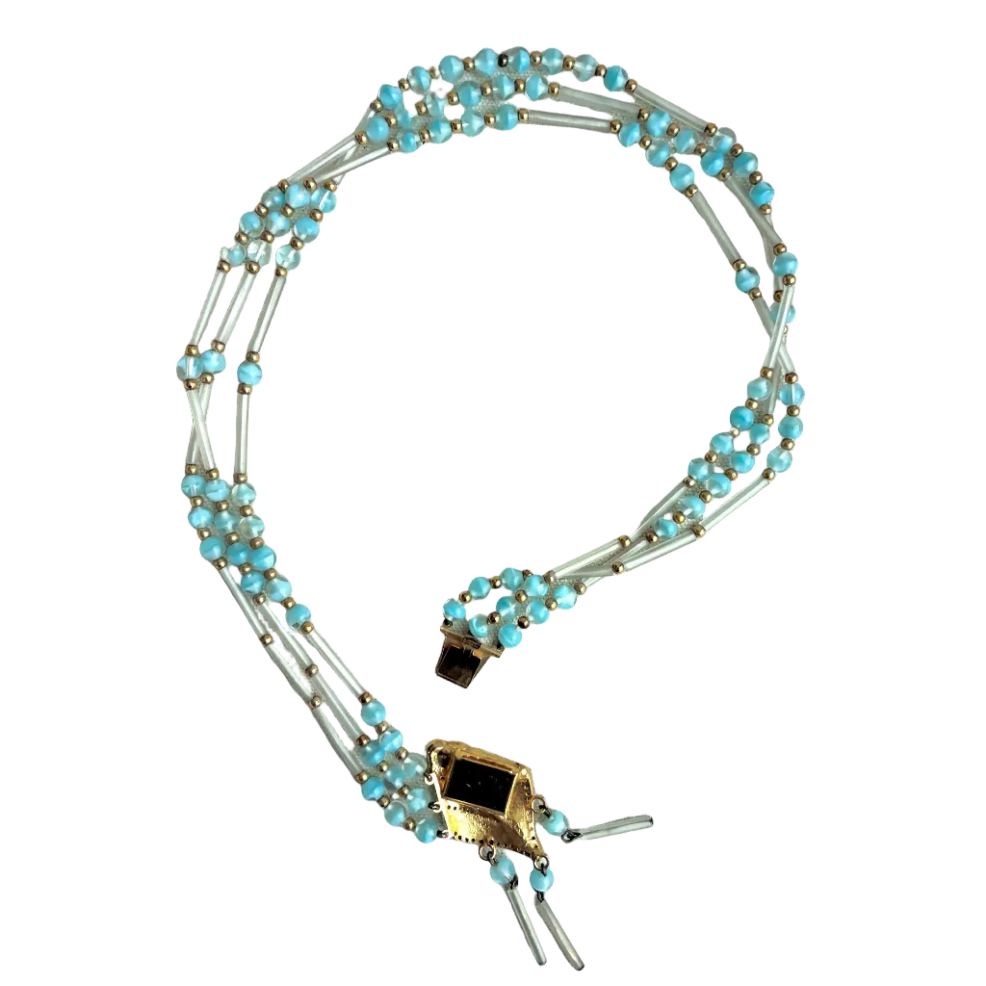 Vintage Italian Blue Glass Beaded Necklace